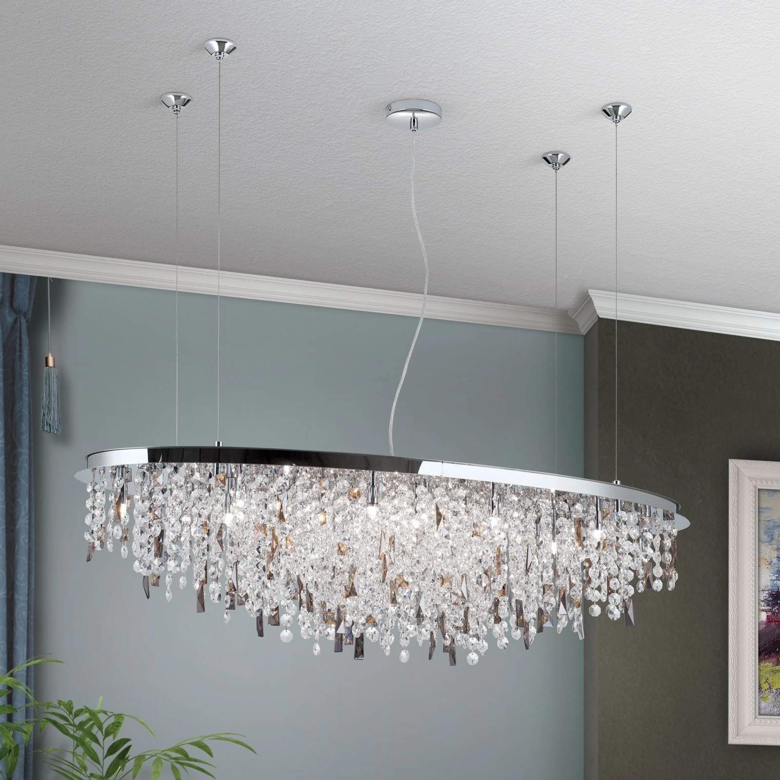 Kristalna plafonska lampa CRYSTALRIVER, 21 izvor svetla, hrom - 2