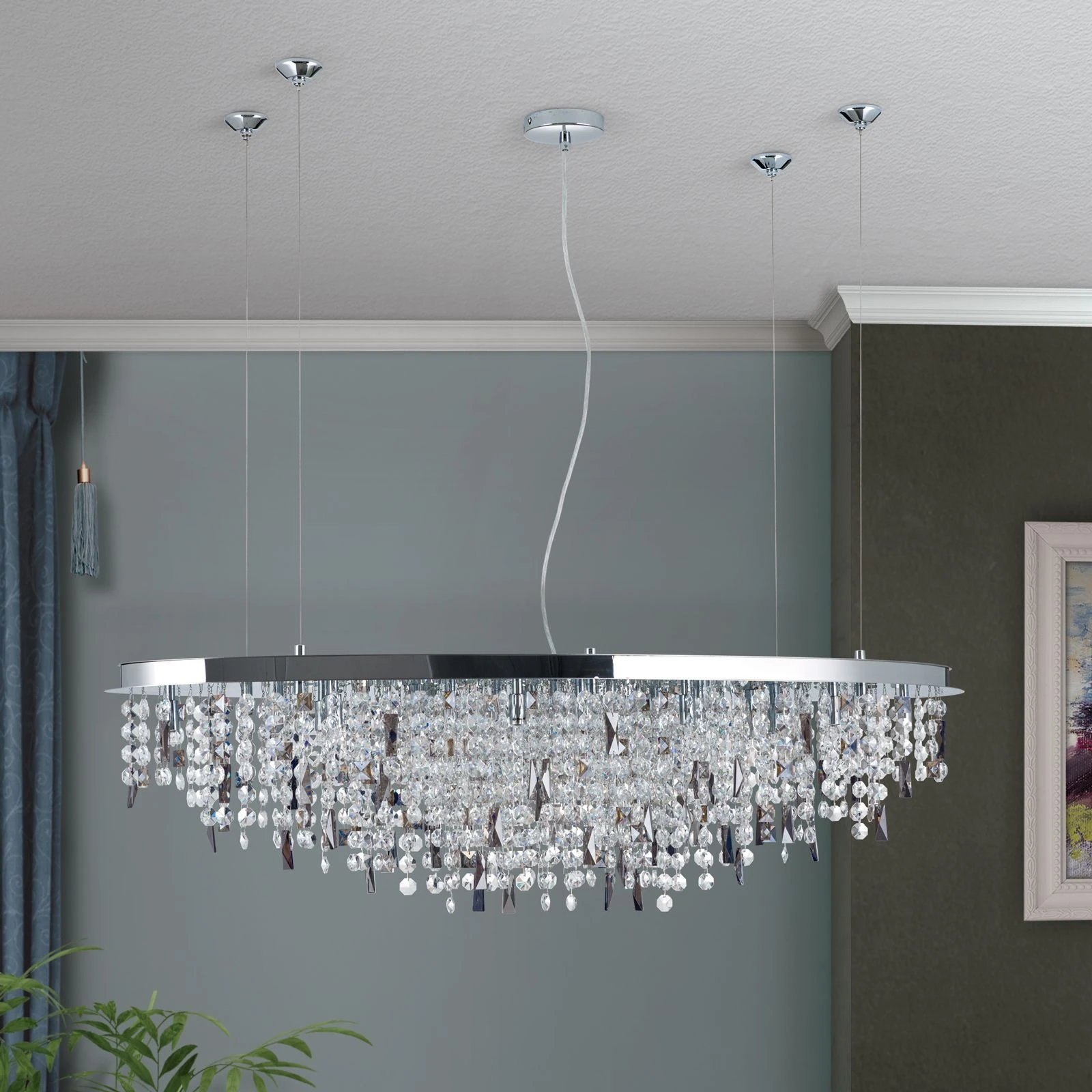 Kristalna plafonska lampa CRYSTALRIVER, 21 izvor svetla, hrom - 4