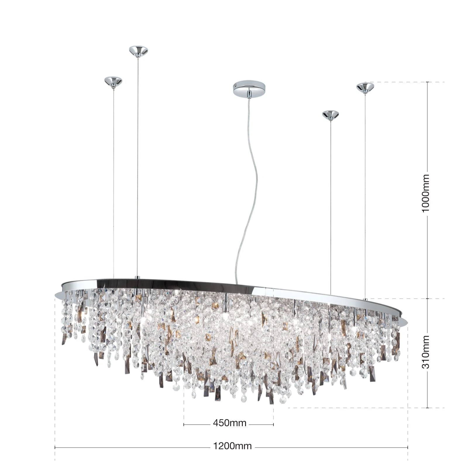 Kristalna plafonska lampa CRYSTALRIVER, 21 izvor svetla, hrom - 8