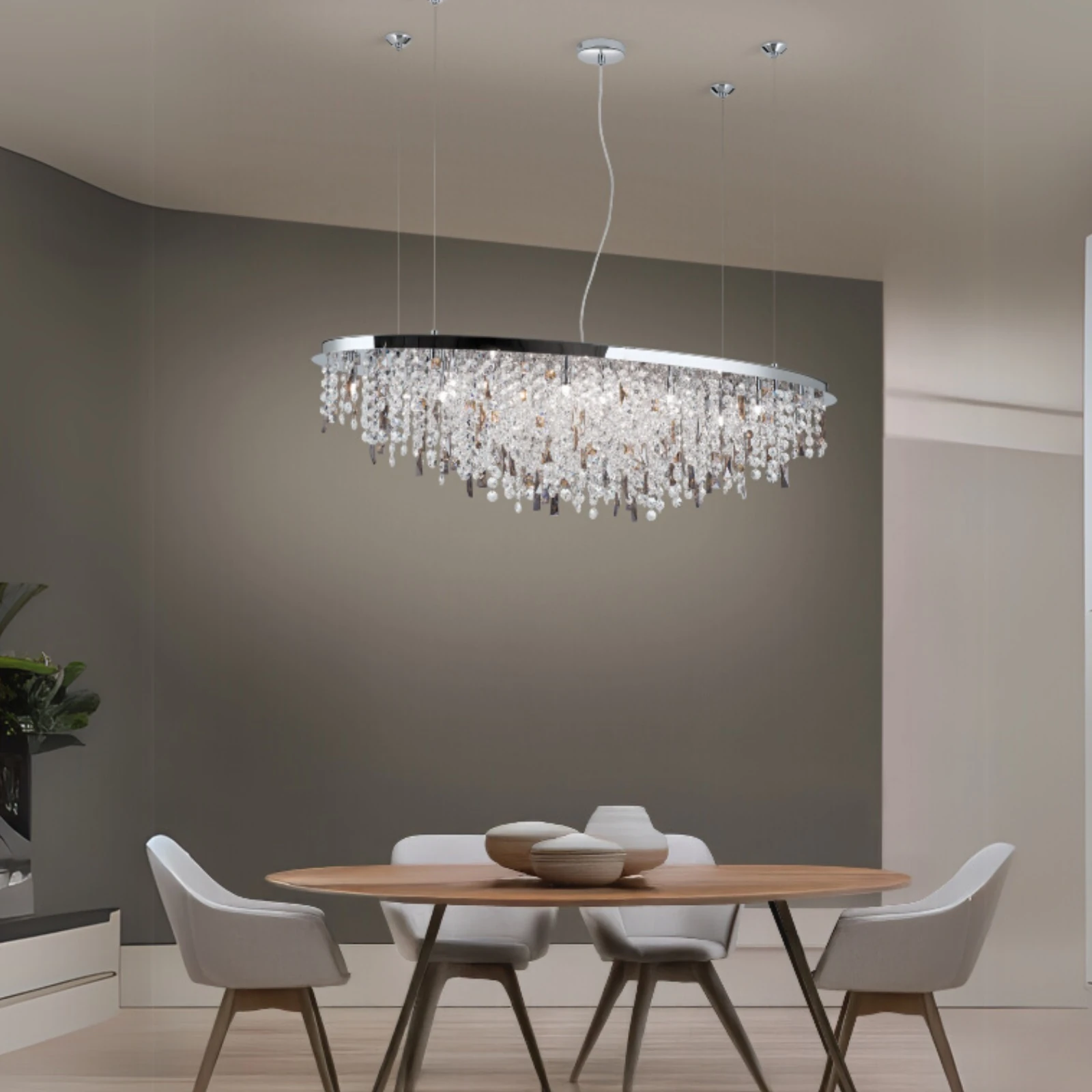 Kristalna plafonska lampa CRYSTALRIVER, 21 izvor svetla, hrom - 9