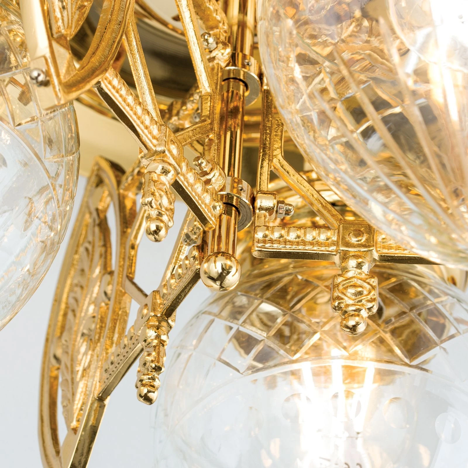 Plafonski luster BUDAPEST, 3 izvora svetla, 24-karatno pozlaćen, prozirno brušeno staklo - 5