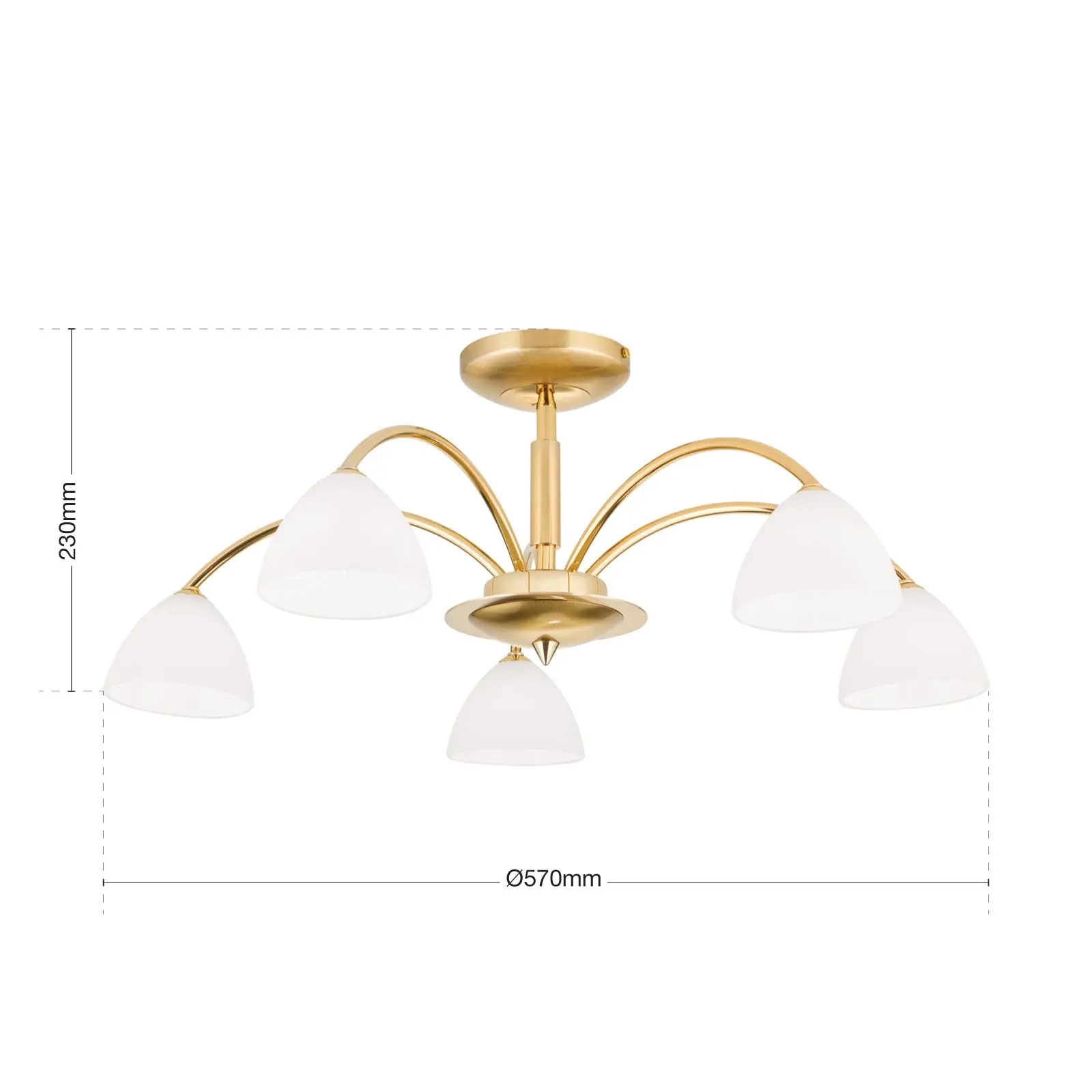 Plafonski luster OPALDESIGN, sa 5 izvora svetla, zlatni, sa opalnim staklom - 7