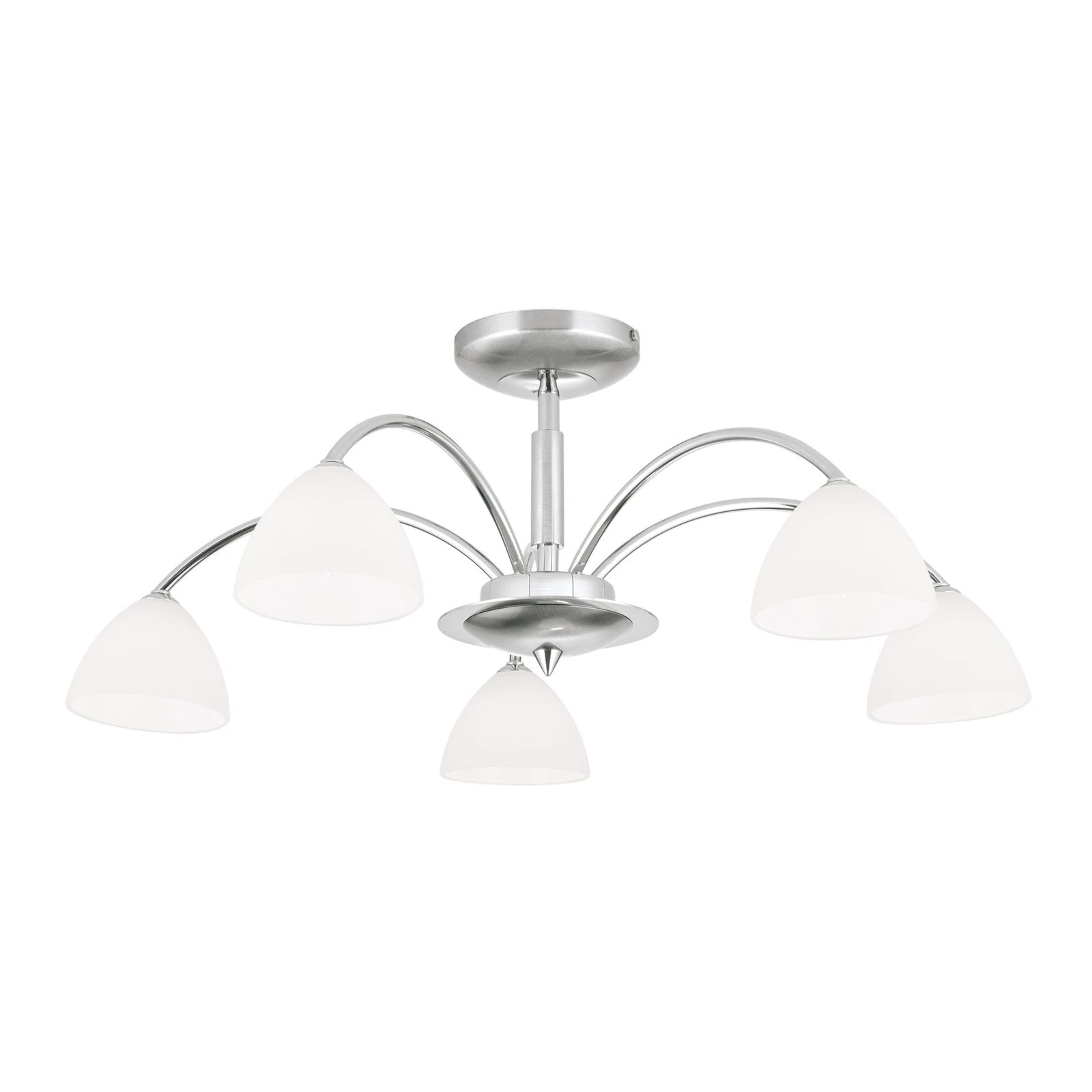 Plafonska lampa OPALDESIGN, 5 izvora svetla, saten hrom, opal staklo - 4