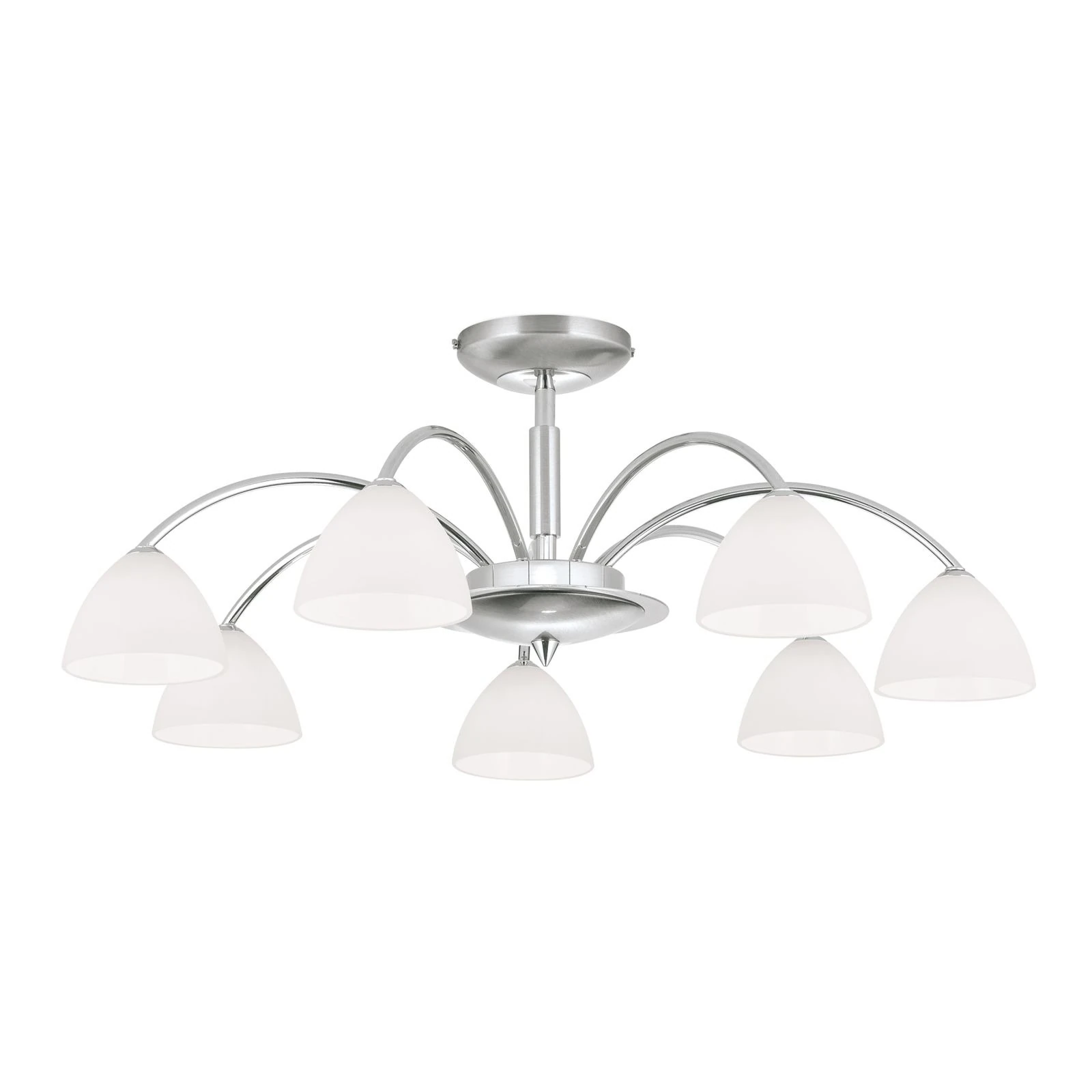 Plafonska lampa OPALDESIGN, 7 izvora svetla, saten hrom, opal staklo - 4