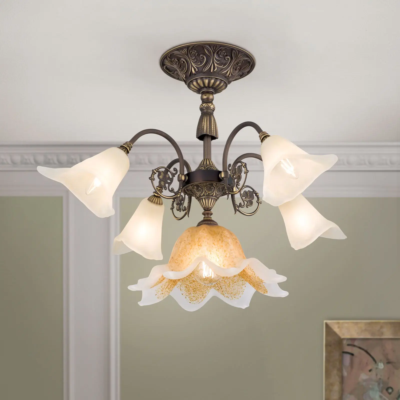 Plafonski luster TOSCA, sa 5 izvora svetla, antička patina - 2