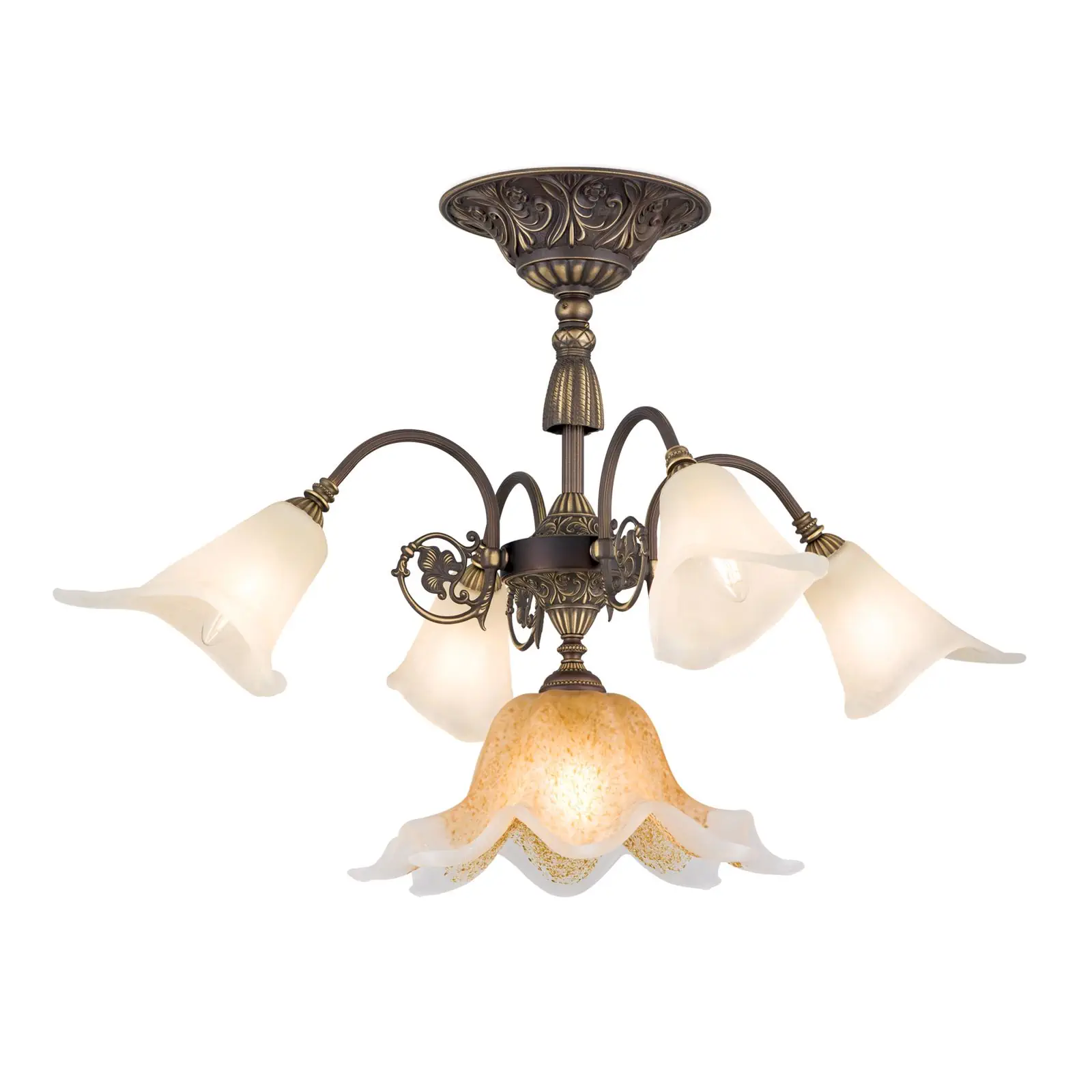 Plafonski luster TOSCA, sa 5 izvora svetla, antička patina - 4