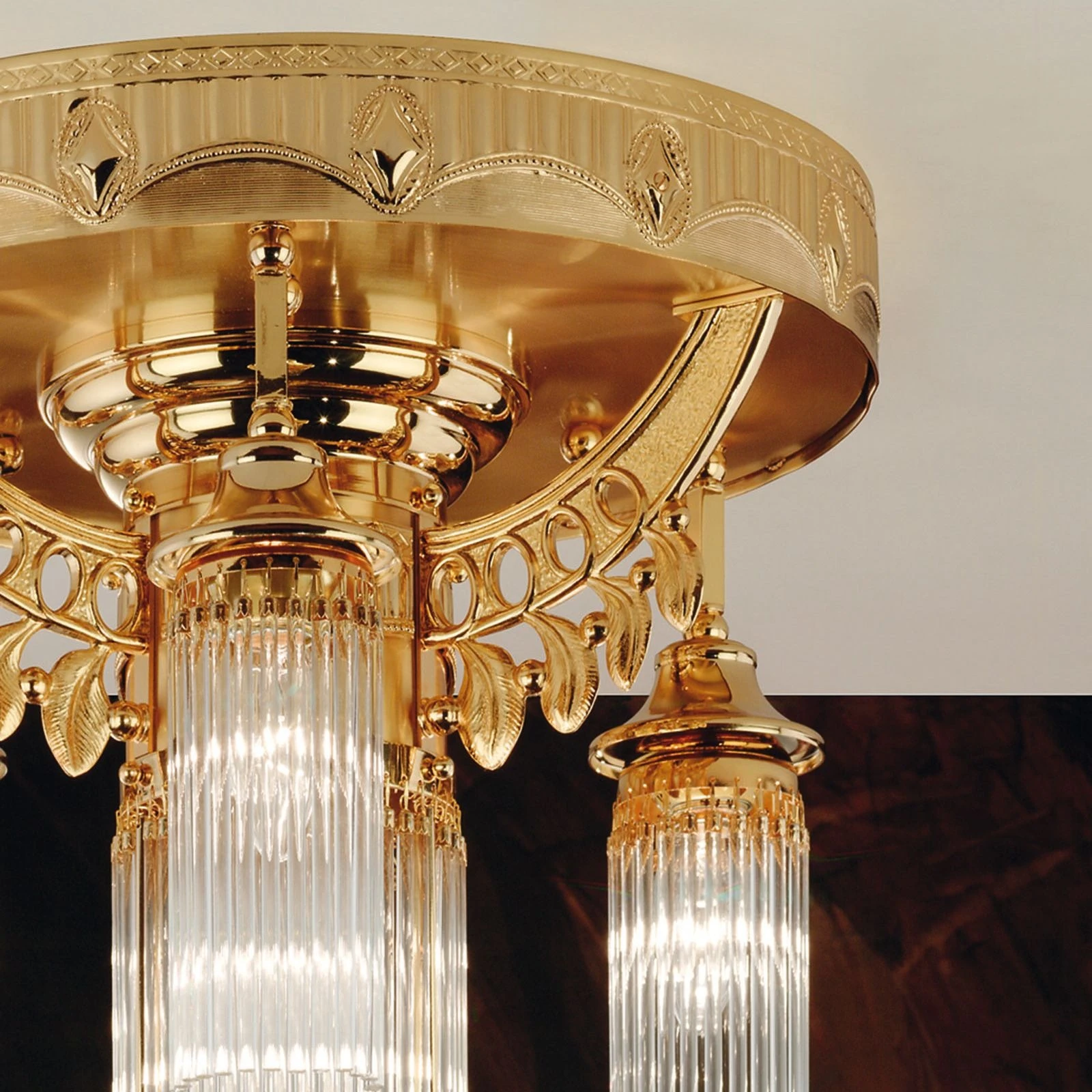 Plafonski luster ADELE, 4 izvora svetla, 24-karatno pozlaćen, kristalni stakleni štapići - 3