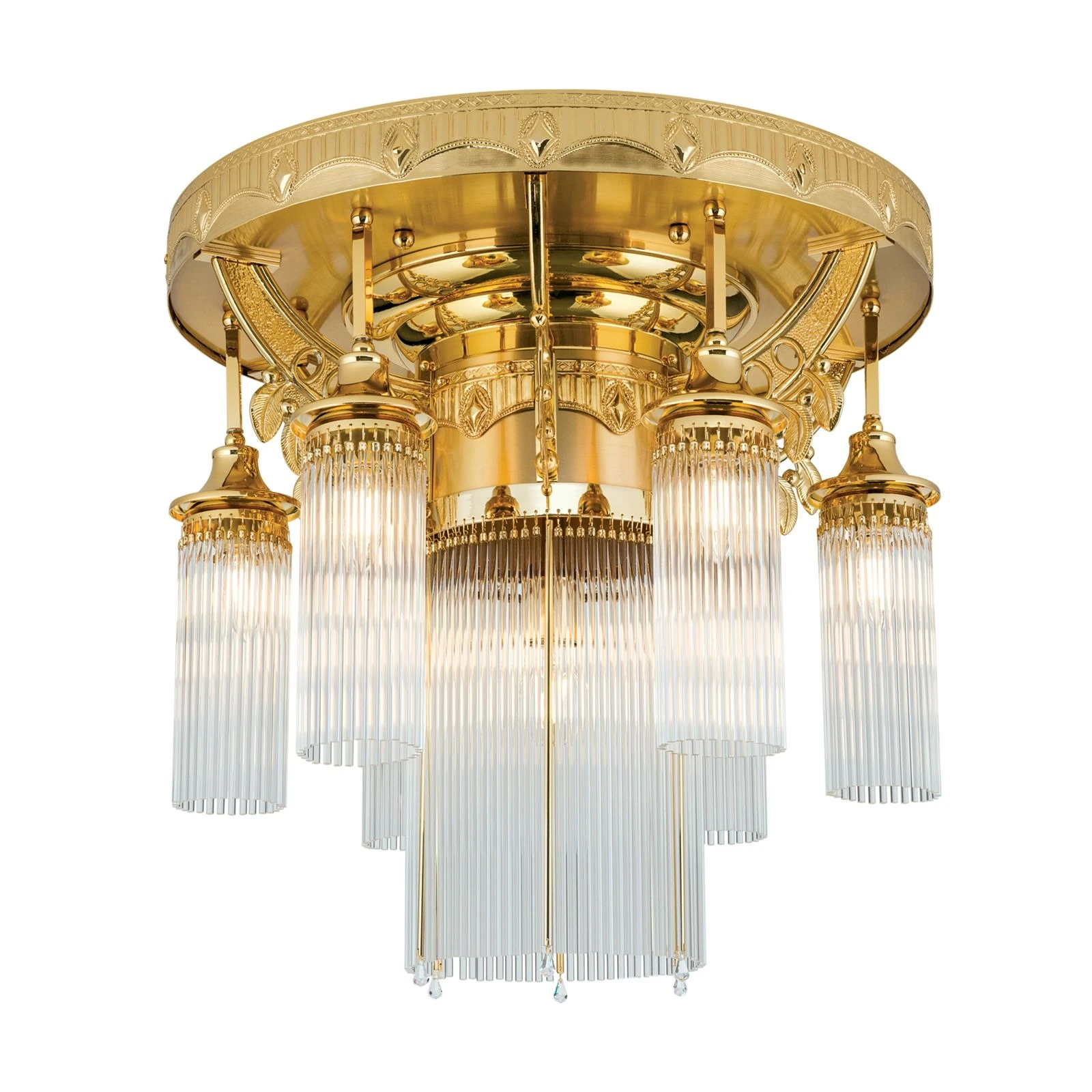 Plafonski luster ADELE, 7 izvora svetla, 24-karatno pozlaćen, kristalni stakleni štapići - 4