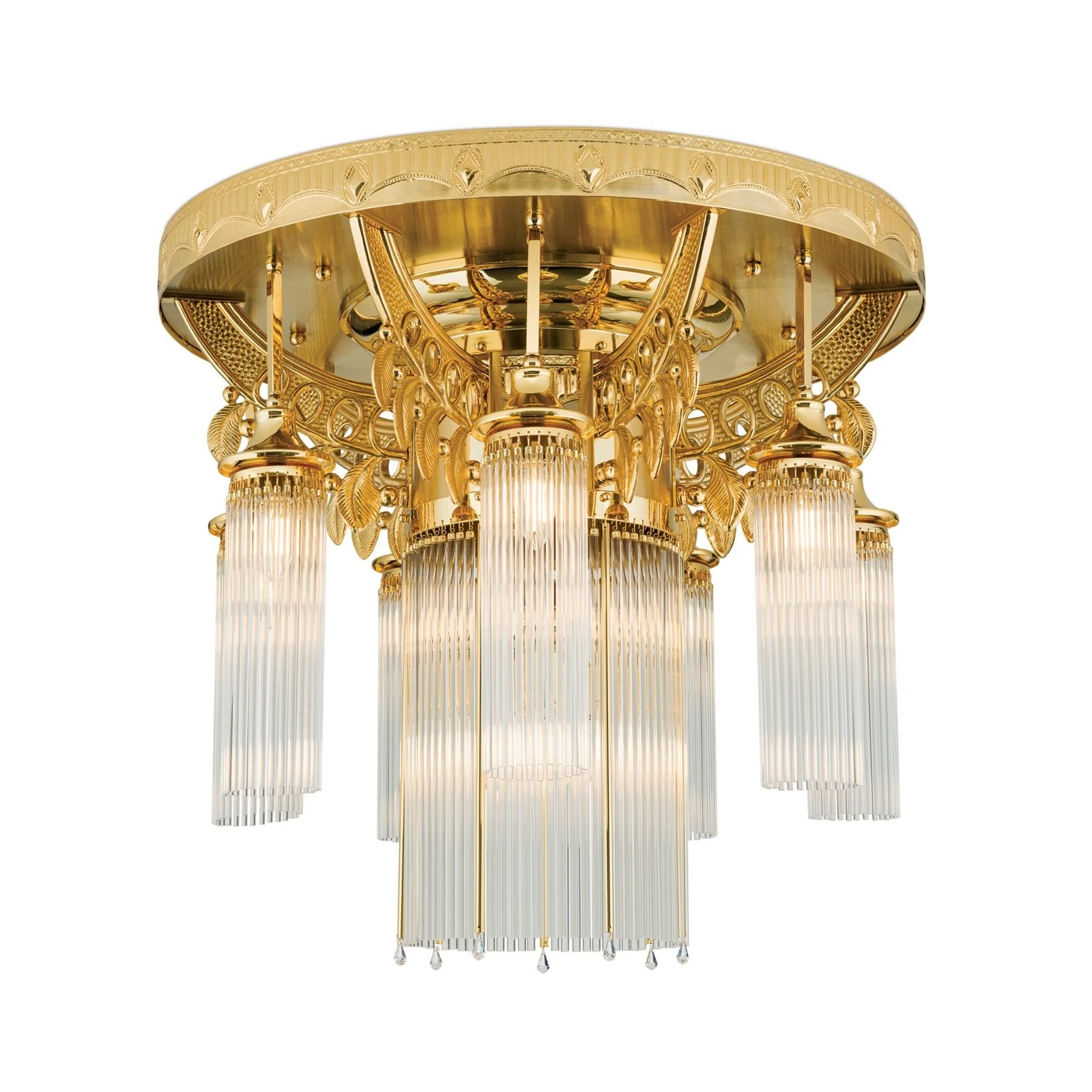 Plafonski luster ADELE, 8 izvora svetla, 24-karatno pozlaćen, kristalni stakleni štapići - 4