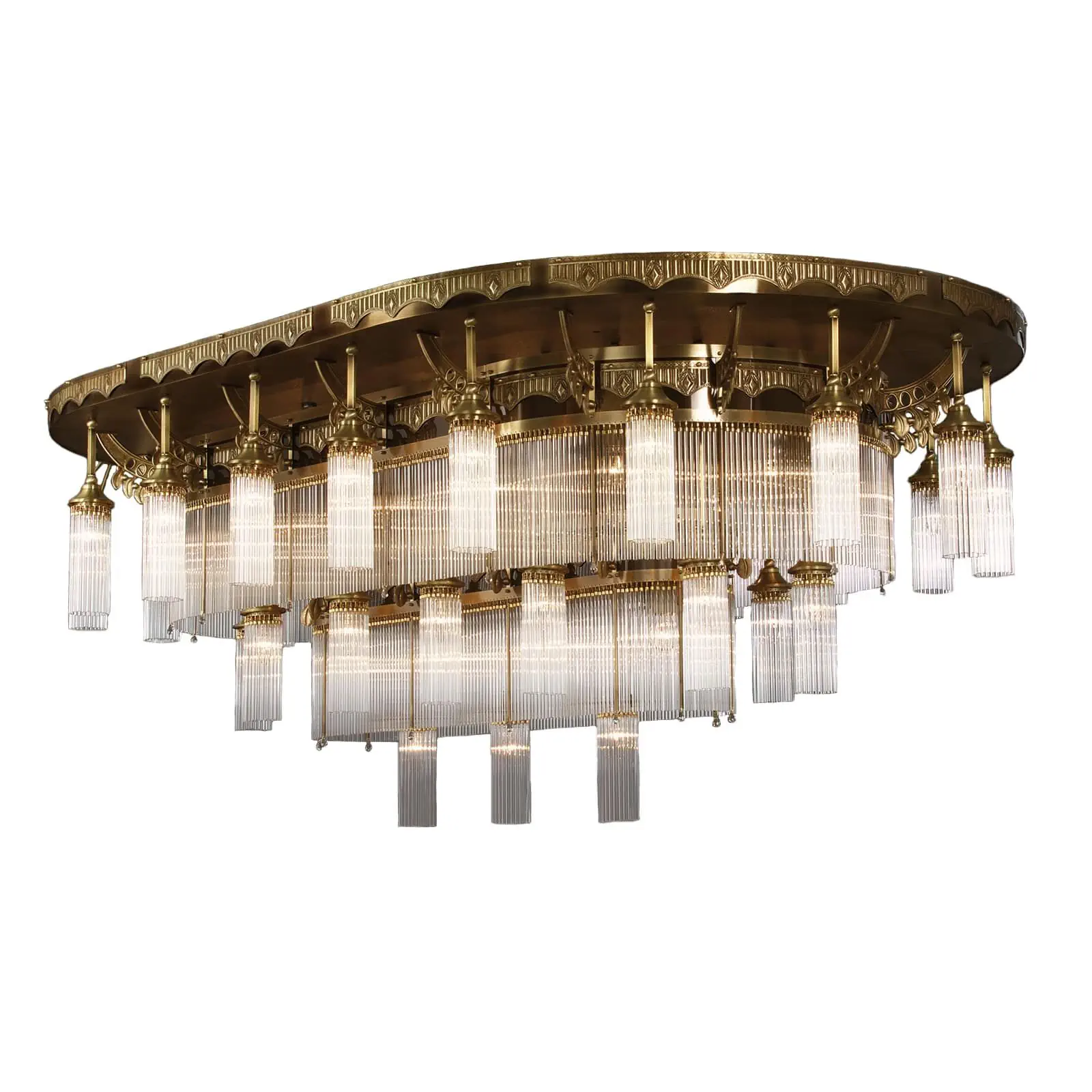 Plafonska lampa ADELE, antik mesing, sa staklenim kristalnim štapićima, sa 33 izvora svetla - 2