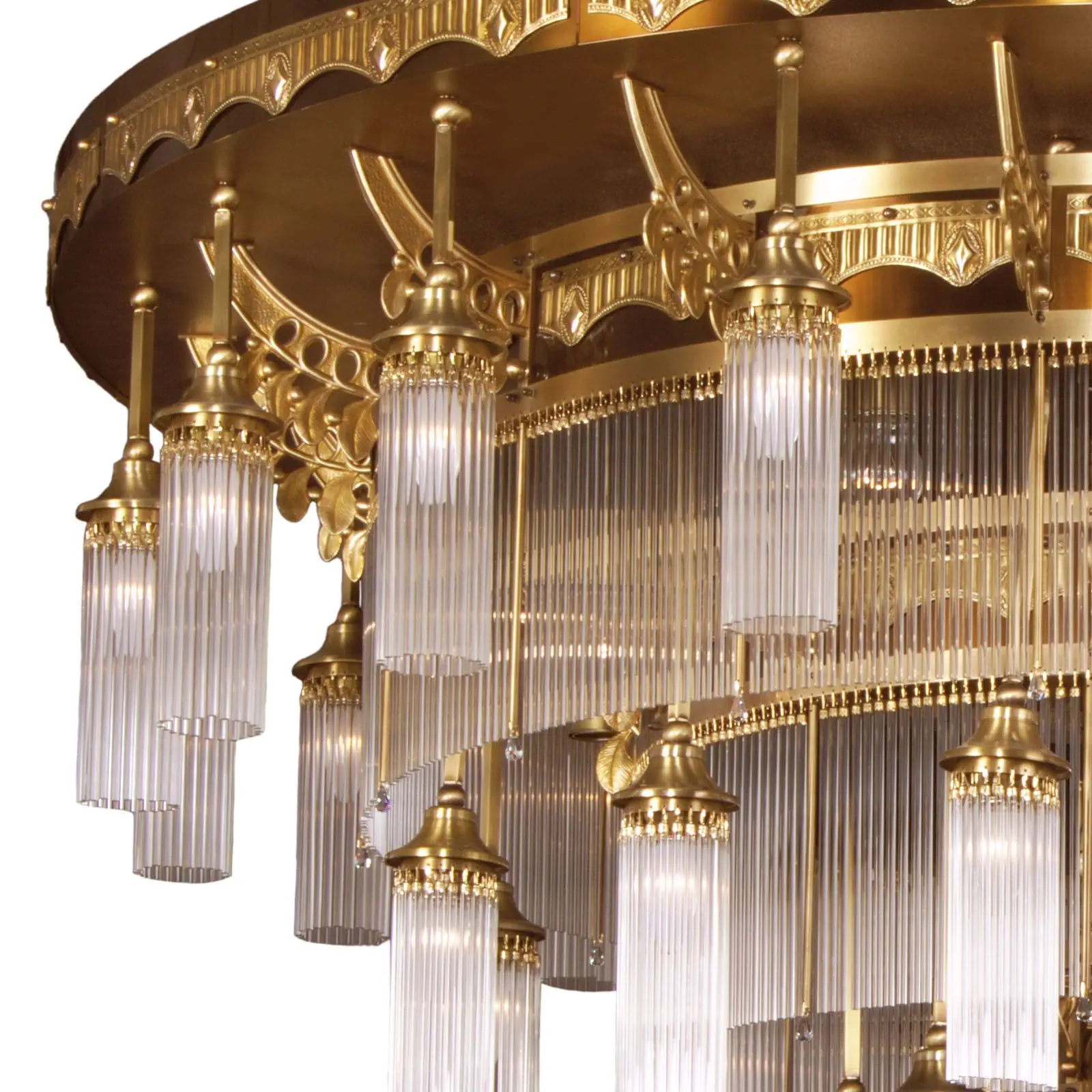 Plafonski luster ADELE, sa 37 izvora svetla, antik mesing, sa staklenim šipkama - 2