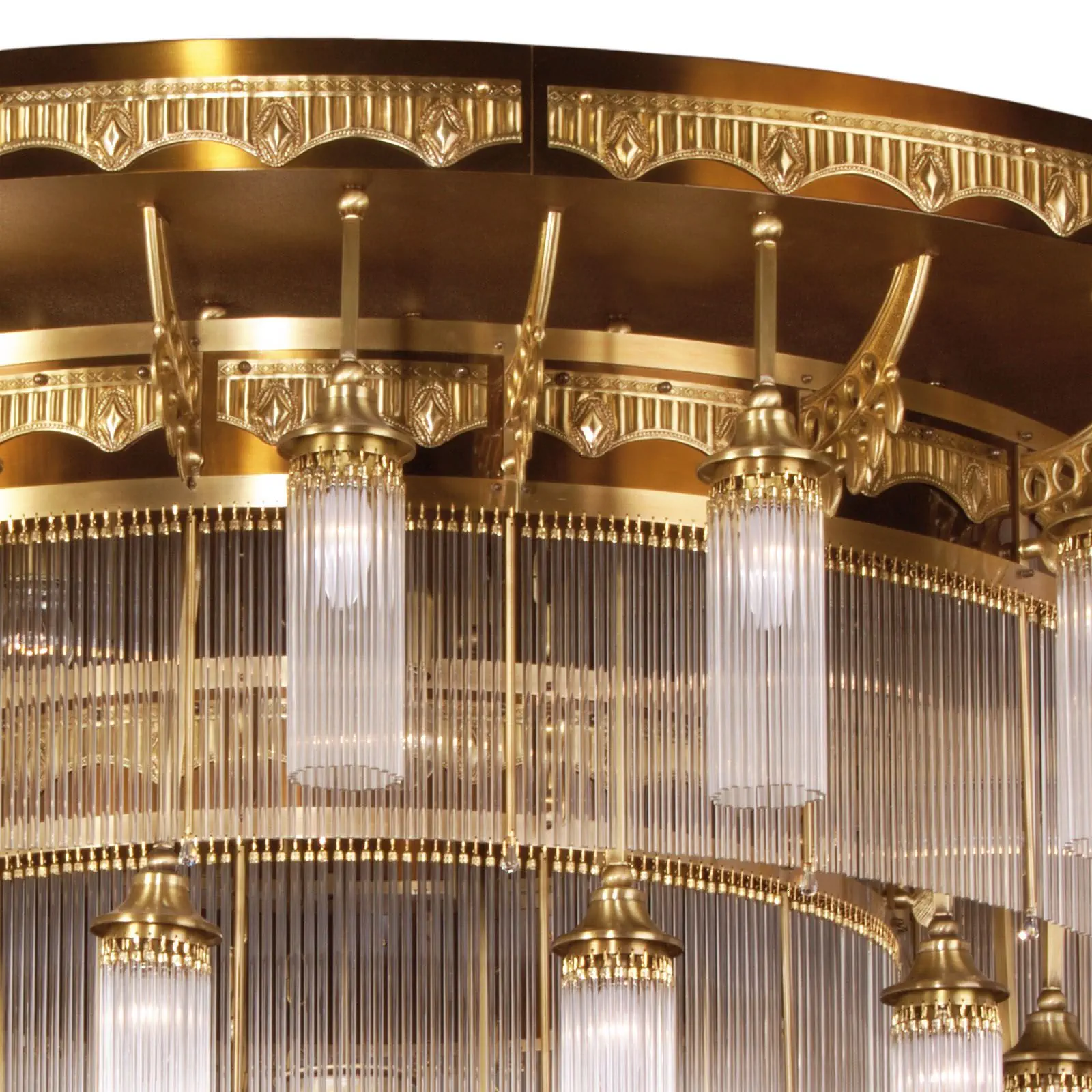 Plafonski luster ADELE, sa 37 izvora svetla, antik mesing, sa staklenim šipkama - 3