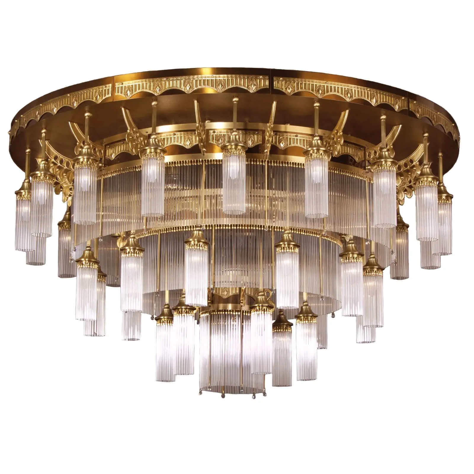 Plafonski luster ADELE, sa 37 izvora svetla, antik mesing, sa staklenim šipkama - 4