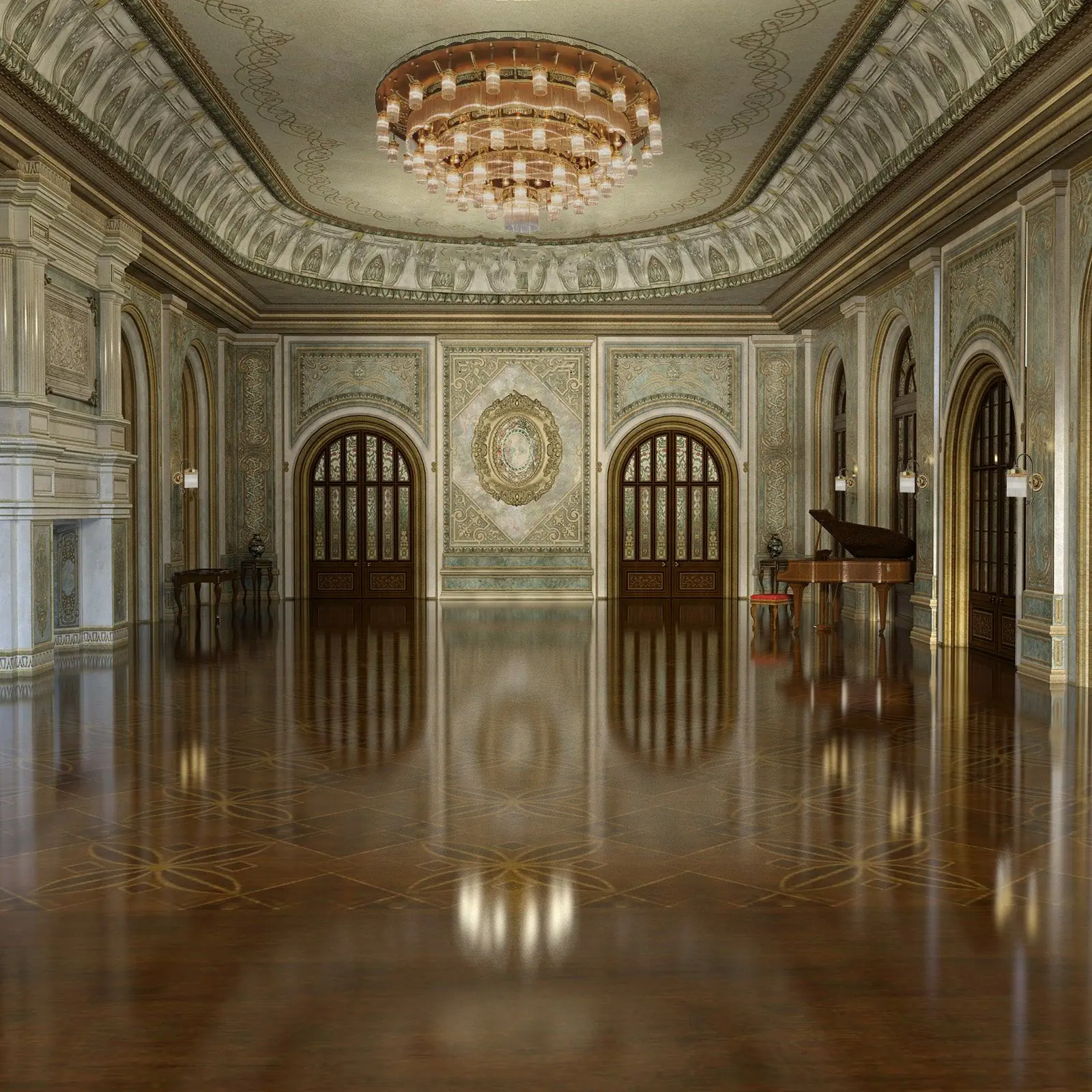 Plafonski luster ADELE, sa 61 izvorom svetla, antik mesing, sa staklenim šipkama - 4