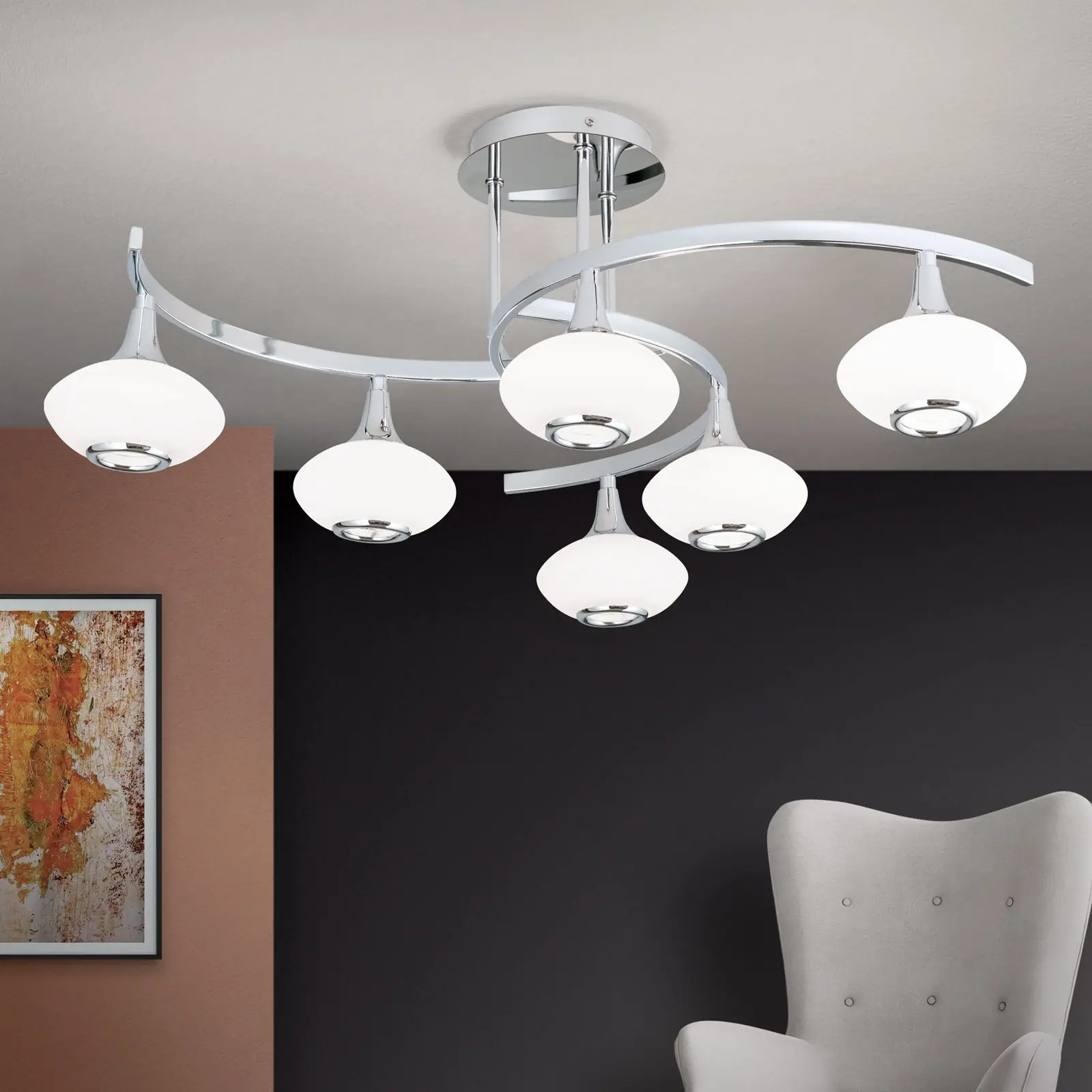 Plafonska lampa LIA, hrom, sa 6 izvora svetla - 1