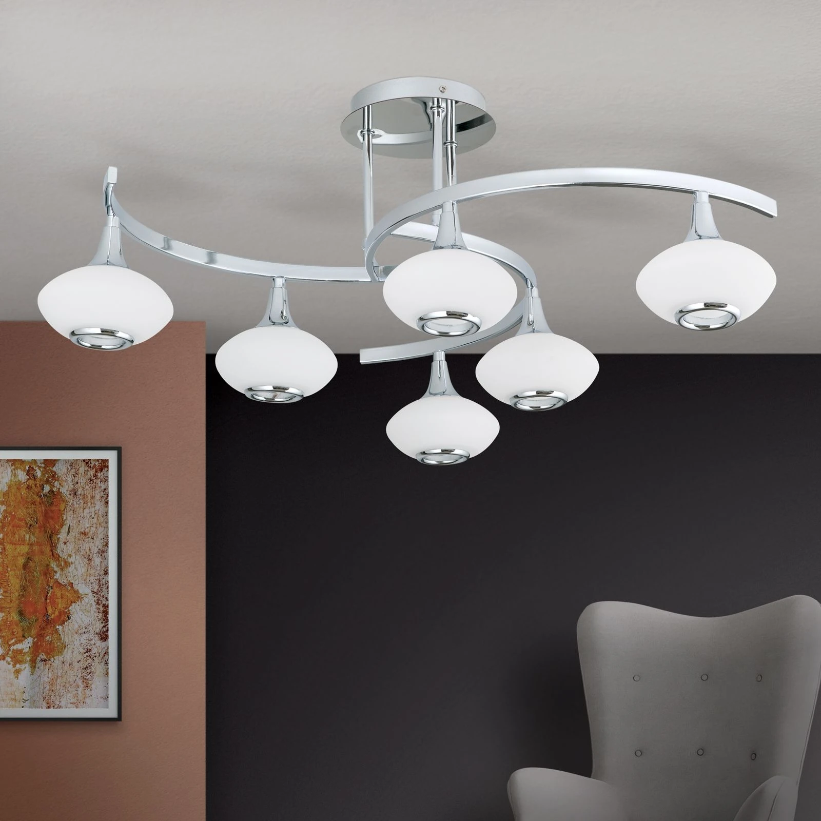 Plafonska lampa LIA, hrom, sa 6 izvora svetla - 3