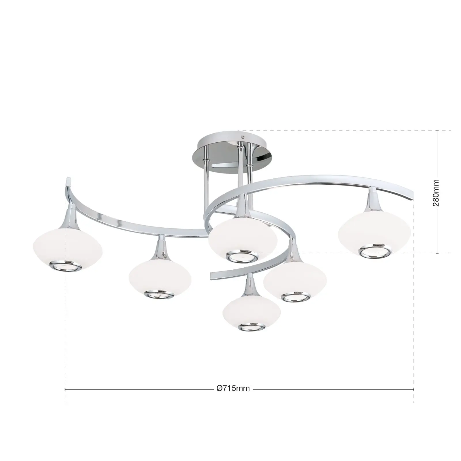 Plafonska lampa LIA, hrom, sa 6 izvora svetla - 7