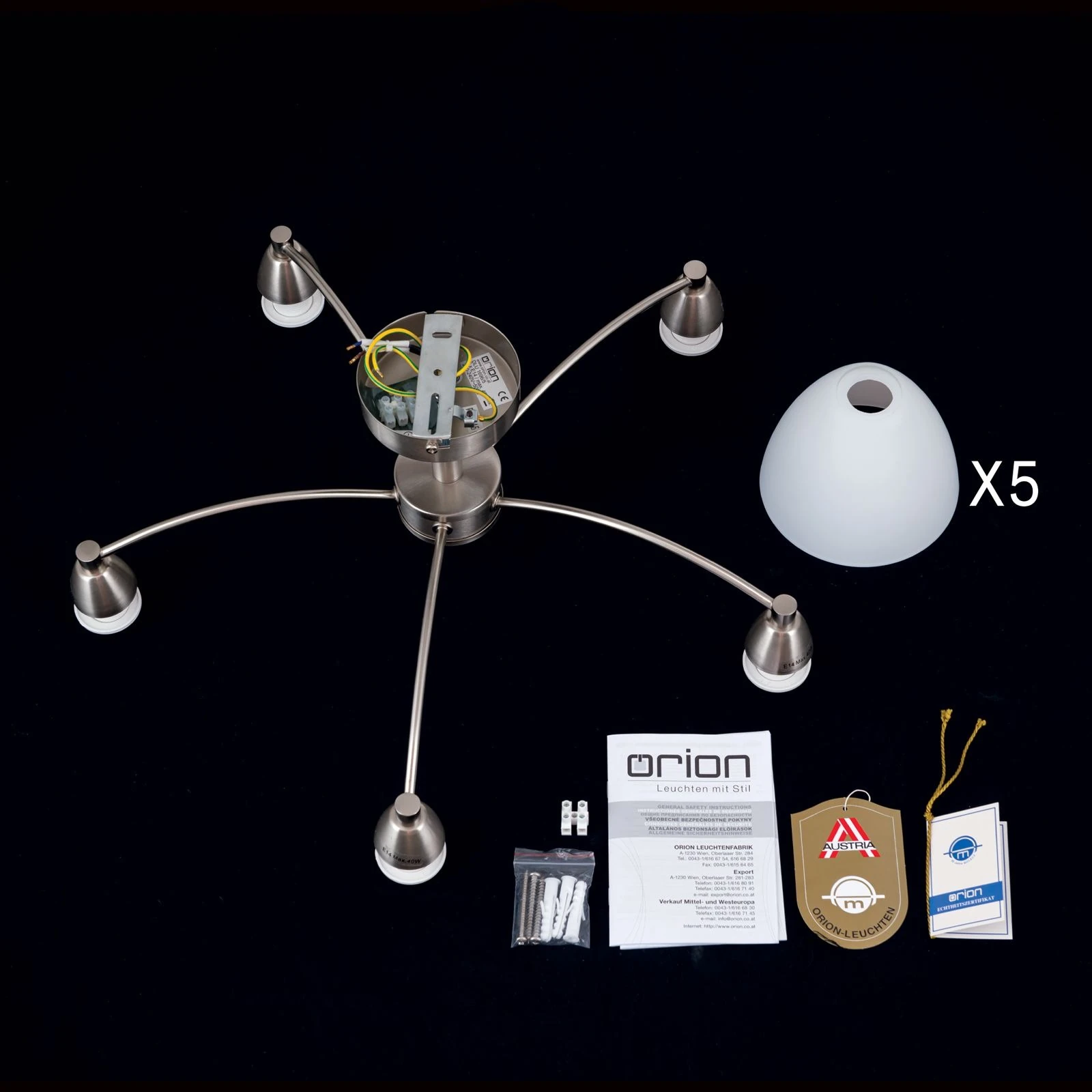 Plafonski luster SUSAN, sa 5 izvora svetla, saten hrom - 8