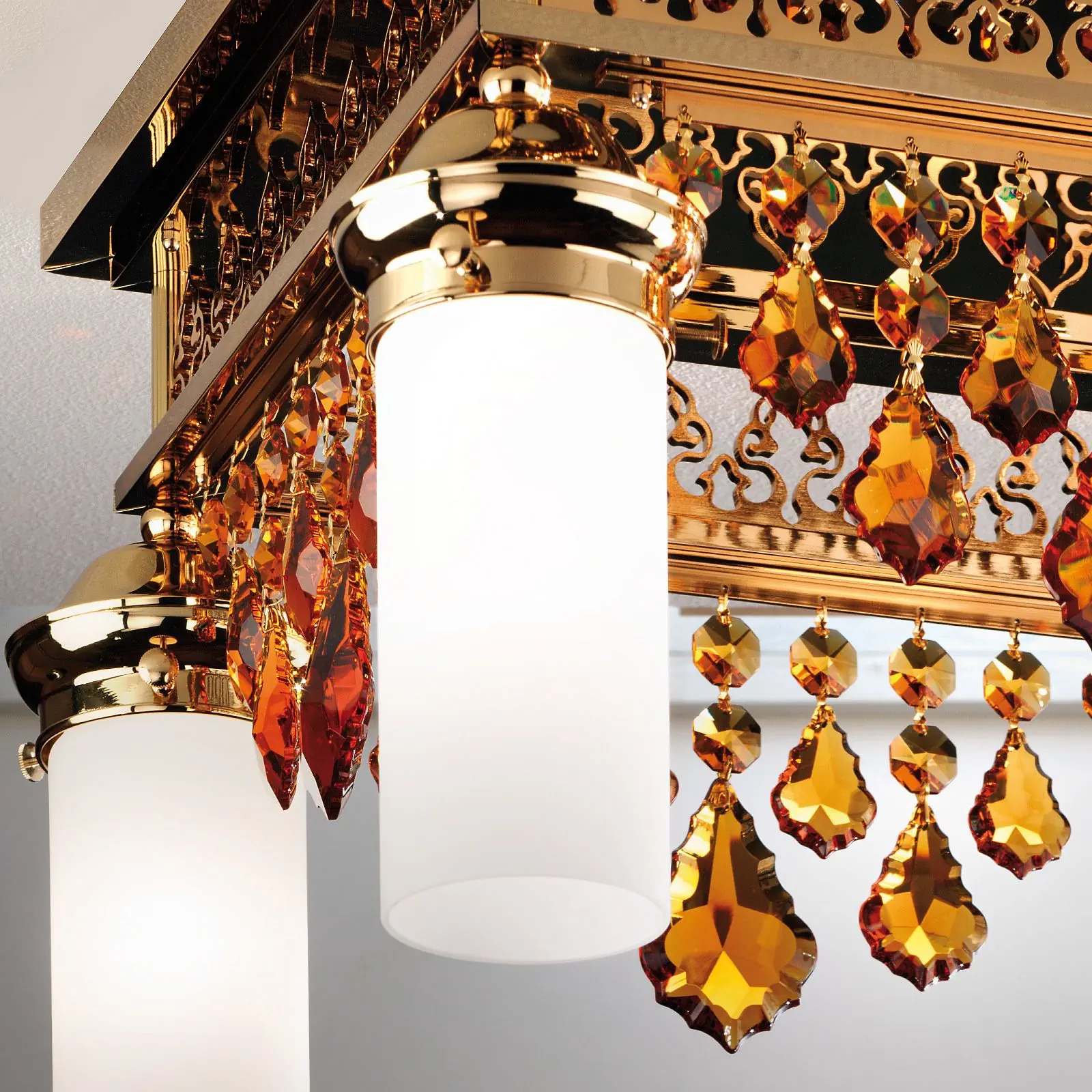 Plafonski luster ORIONtal, sa 6 izvora svetla, zlatni, sa kristalnim privescima u boji topaza - 2