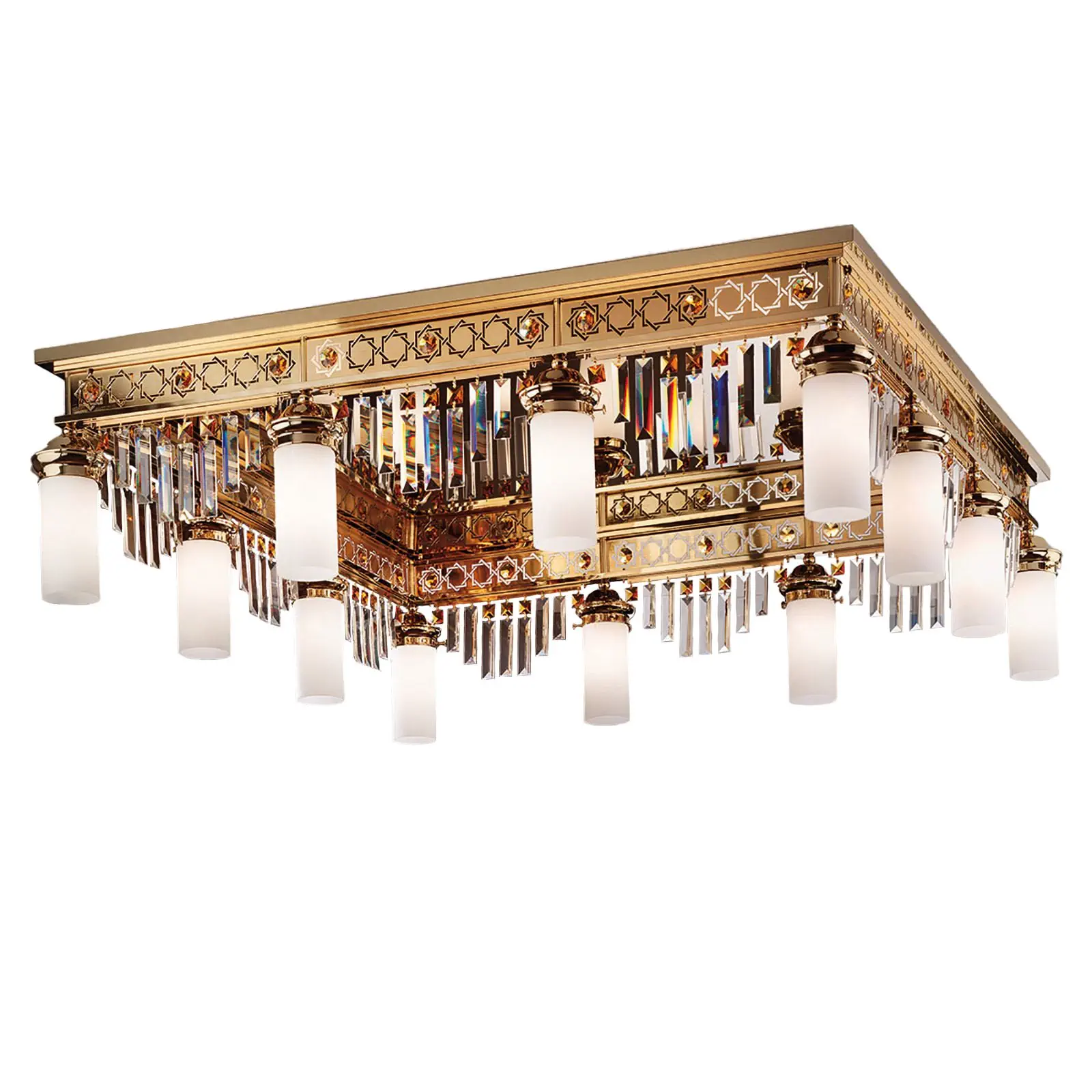 Plafonski luster ORIONtal, sa 12 izvora svetla, zlatni, sa kristalnim prizmama u boji topaza - 3