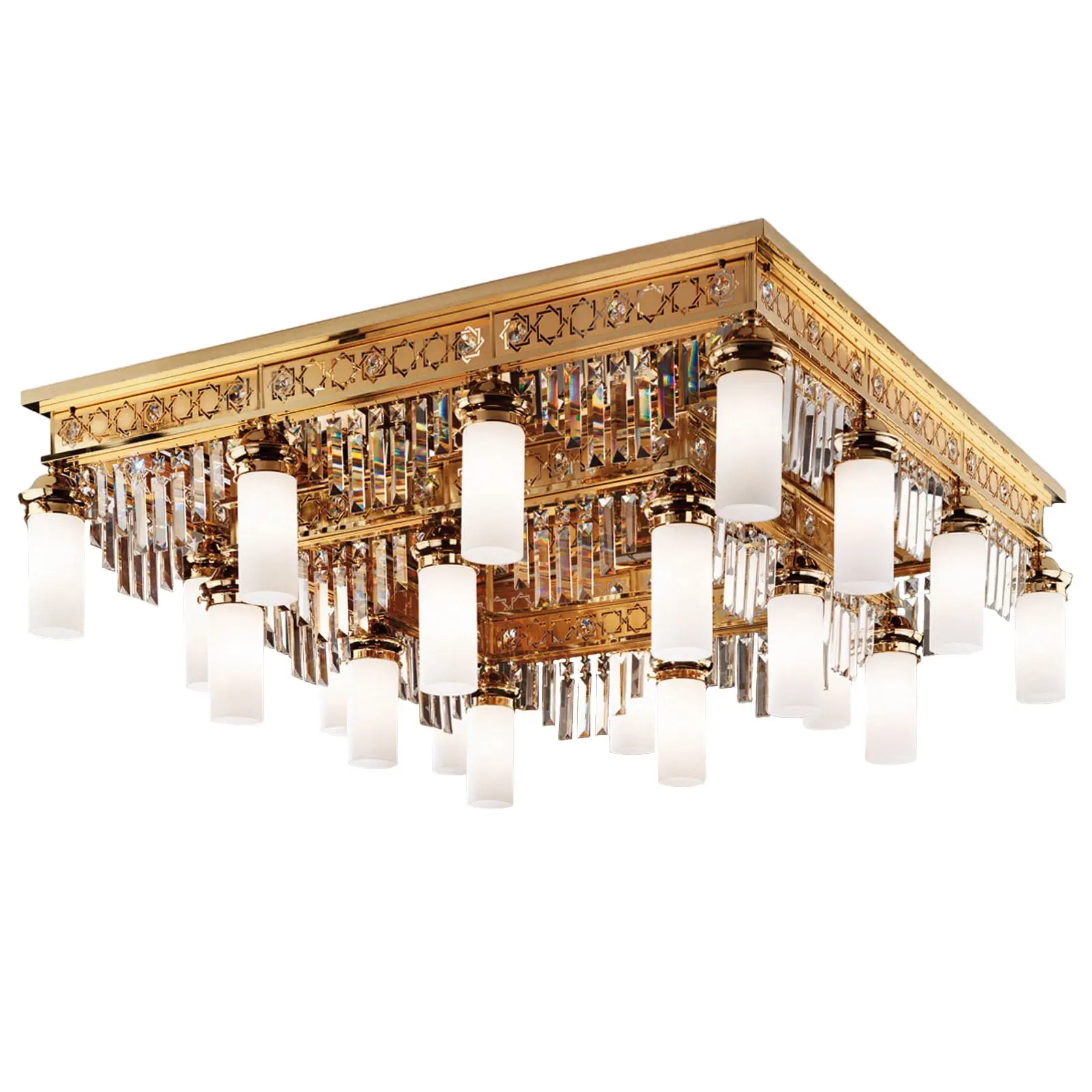 Plafonski luster ORIONtal, sa 20 izvora svetla, zlatni, sa providnim kristalnim prizmama - 3