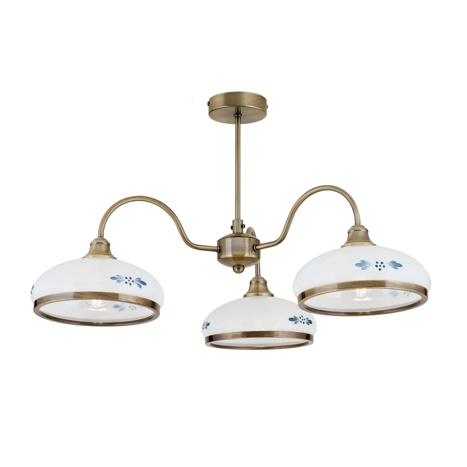 Luster GABI, 3 izvora svetla, patina, sa opalno plavim staklom - 2