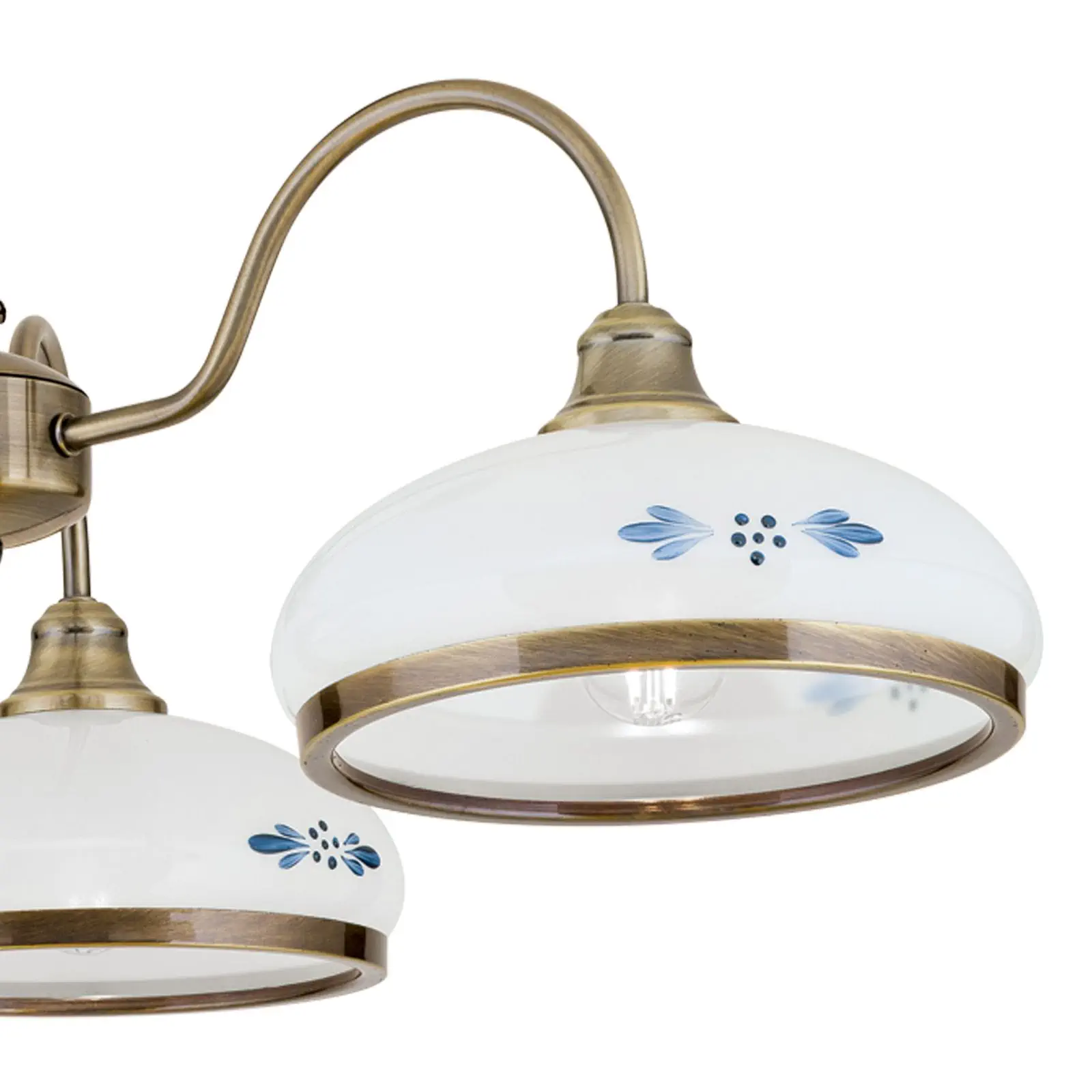 Luster GABI, 3 izvora svetla, patina, sa opalno plavim staklom - 3