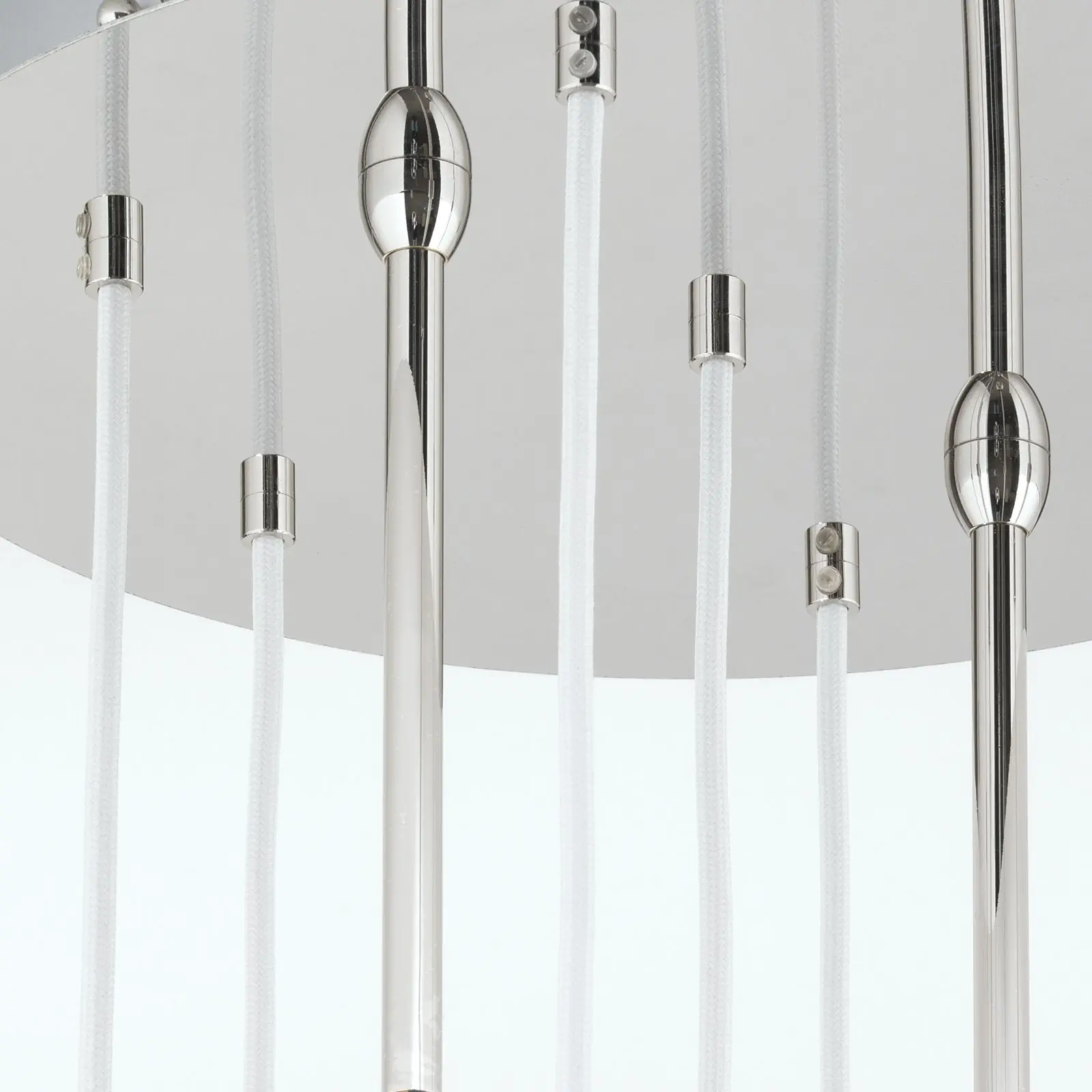 Plafonski luster BALL, Ø 40 cm, nikl, sa belim tekstilnim kablom i providnim brušenim kristalnim staklom - 9