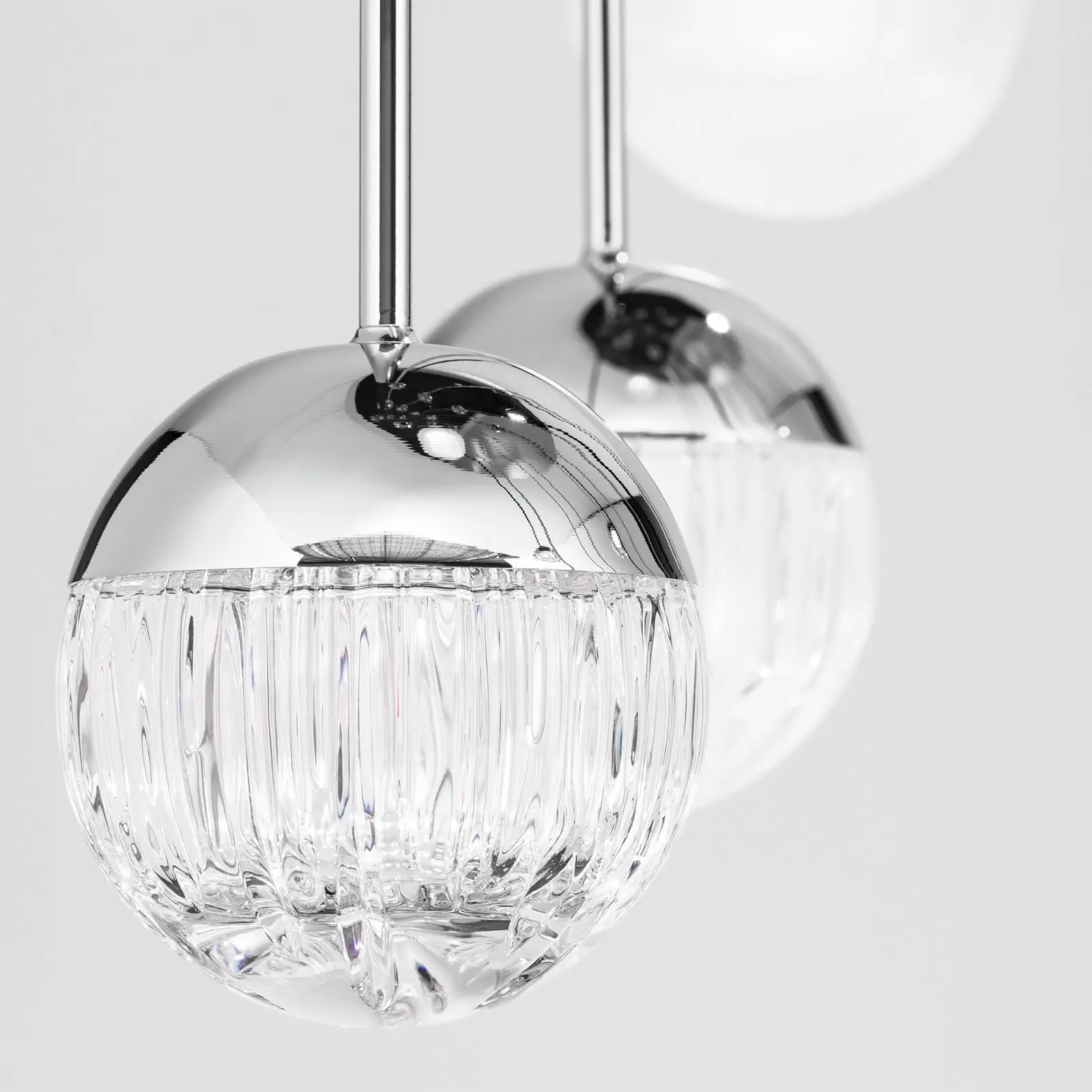 Plafonski luster BALL, Ø 80 cm, nikl, sa tekstilnim kablom u različitim bojama i varijantama kristalnog stakla - 6