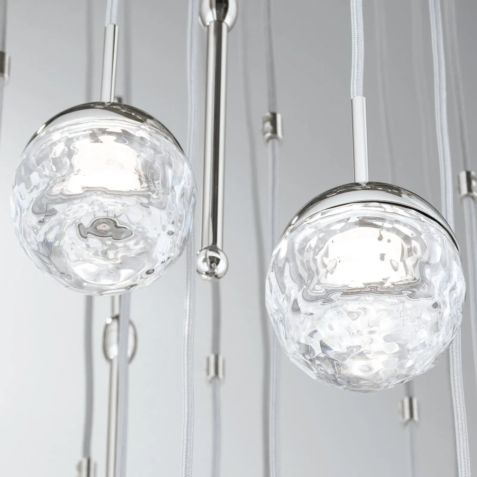 Spiralni luster BALL, Ø 80cm, nikl, sa srebrnim tekstilnim kablom i prozirnim brušenim kristalnim staklom - 8