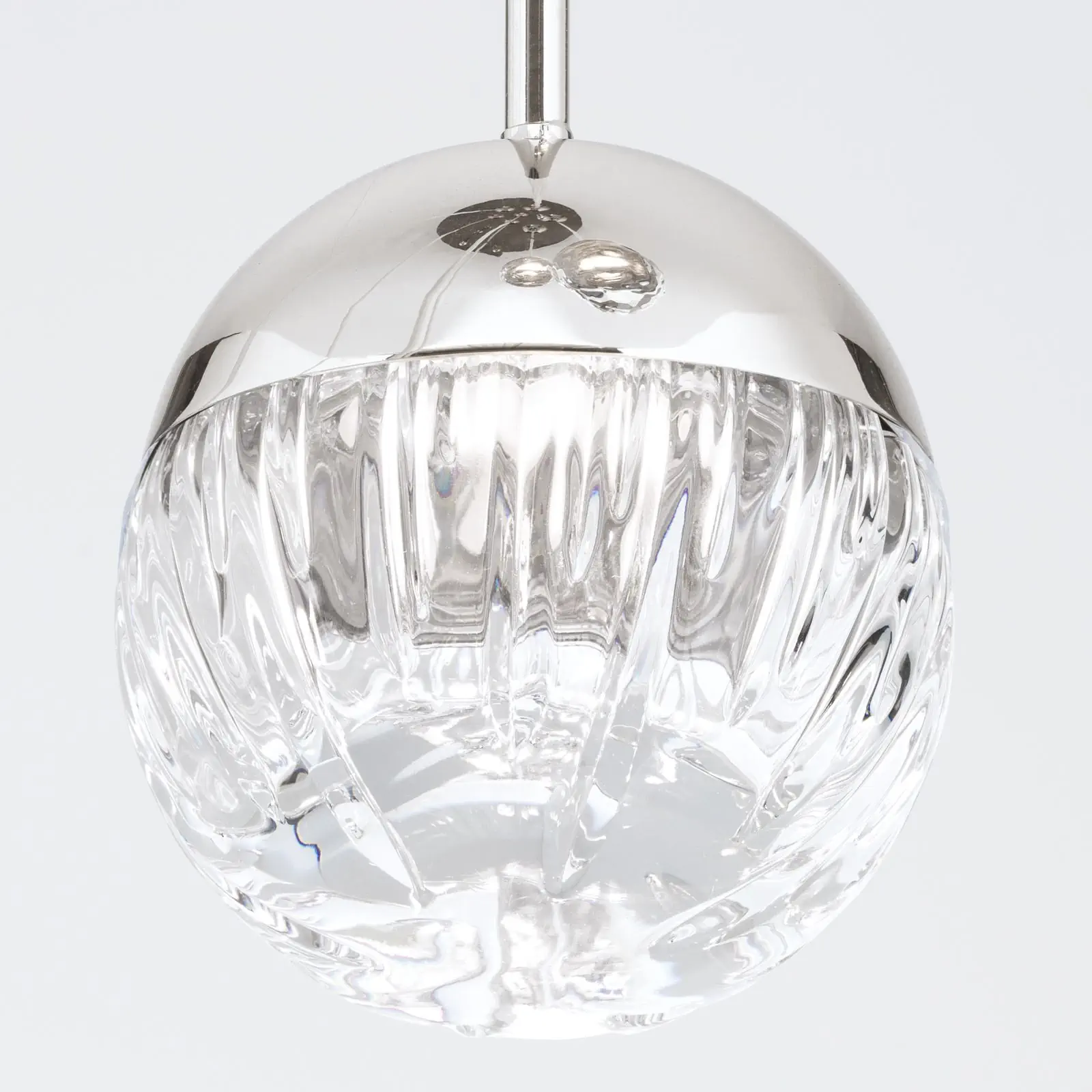 Klaster lampa BALL, 5 izvora svetla, nikl, sa prozirnim kristalnim staklom, linijsko rezanje - 2