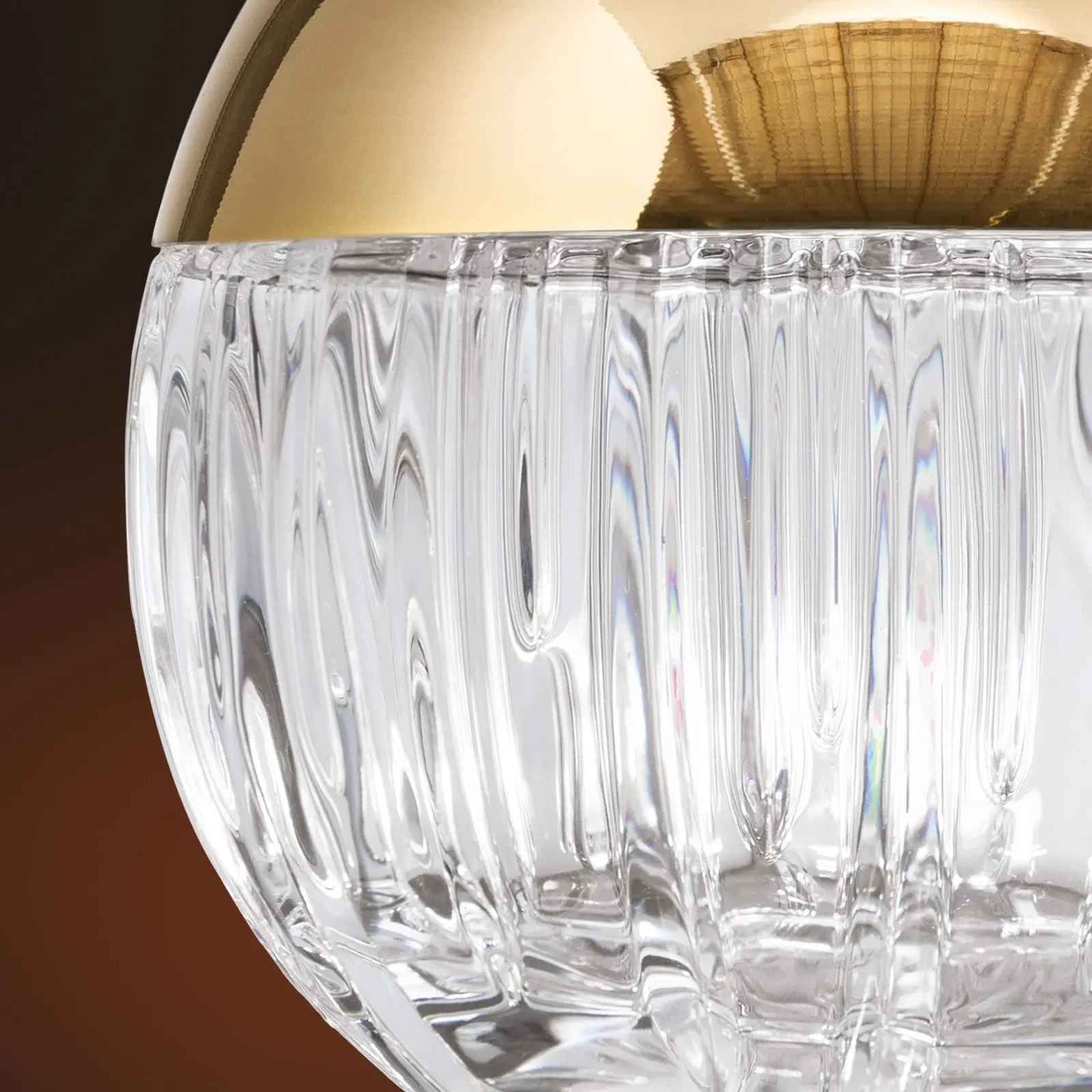 Klaster lampa BALL, 15 izvora svetla, zlato, sa prozirnim kristalnim staklom, linijsko rezanje - 2