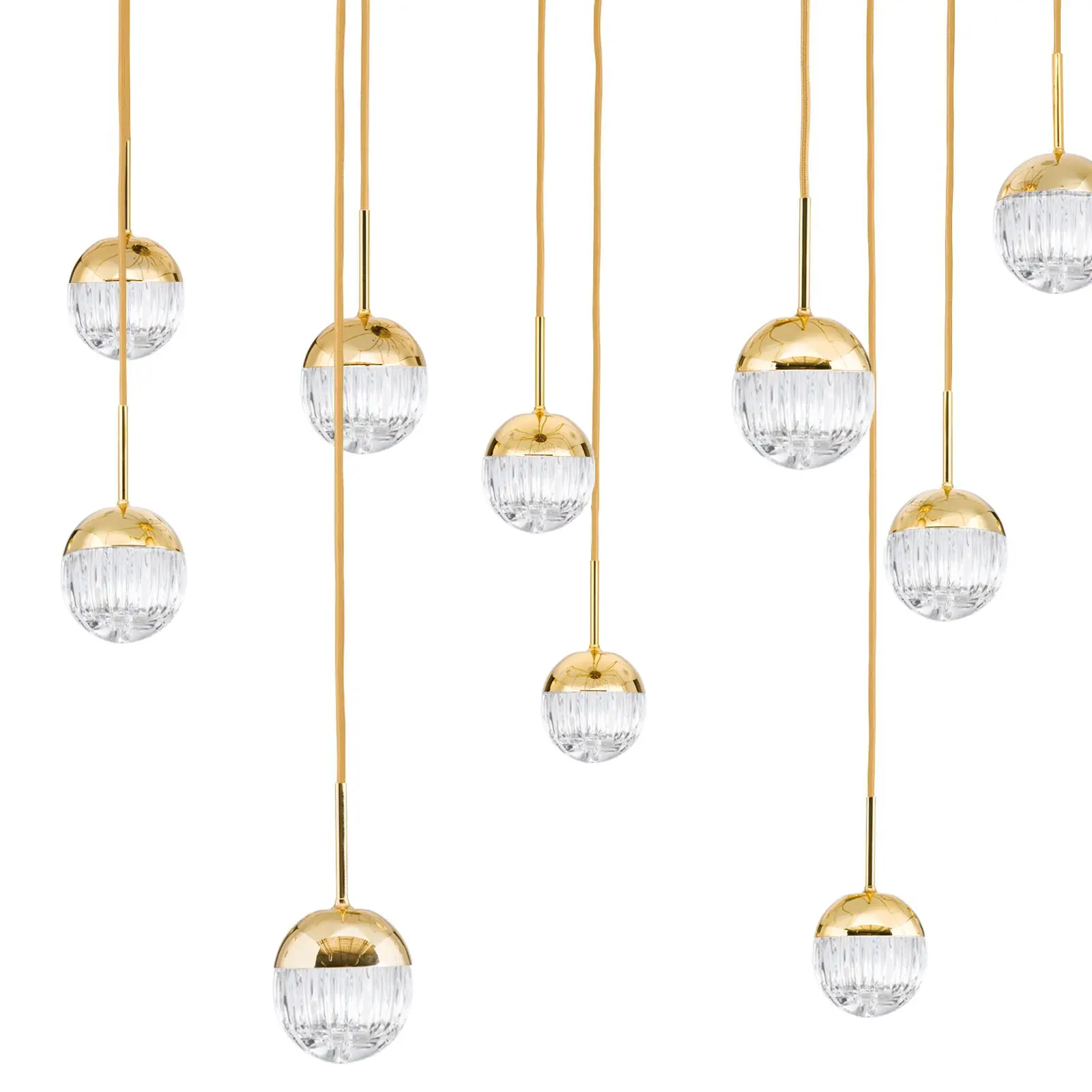 Klaster lampa BALL, 15 izvora svetla, zlato, sa prozirnim kristalnim staklom, linijsko rezanje - 4