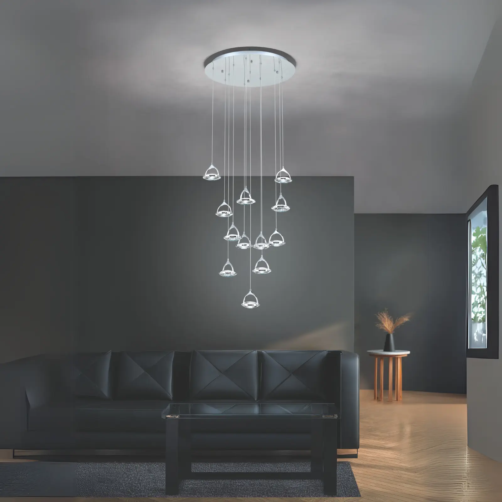 LED plafonski luster MOON, 12 izvora svetla, hrom - 10