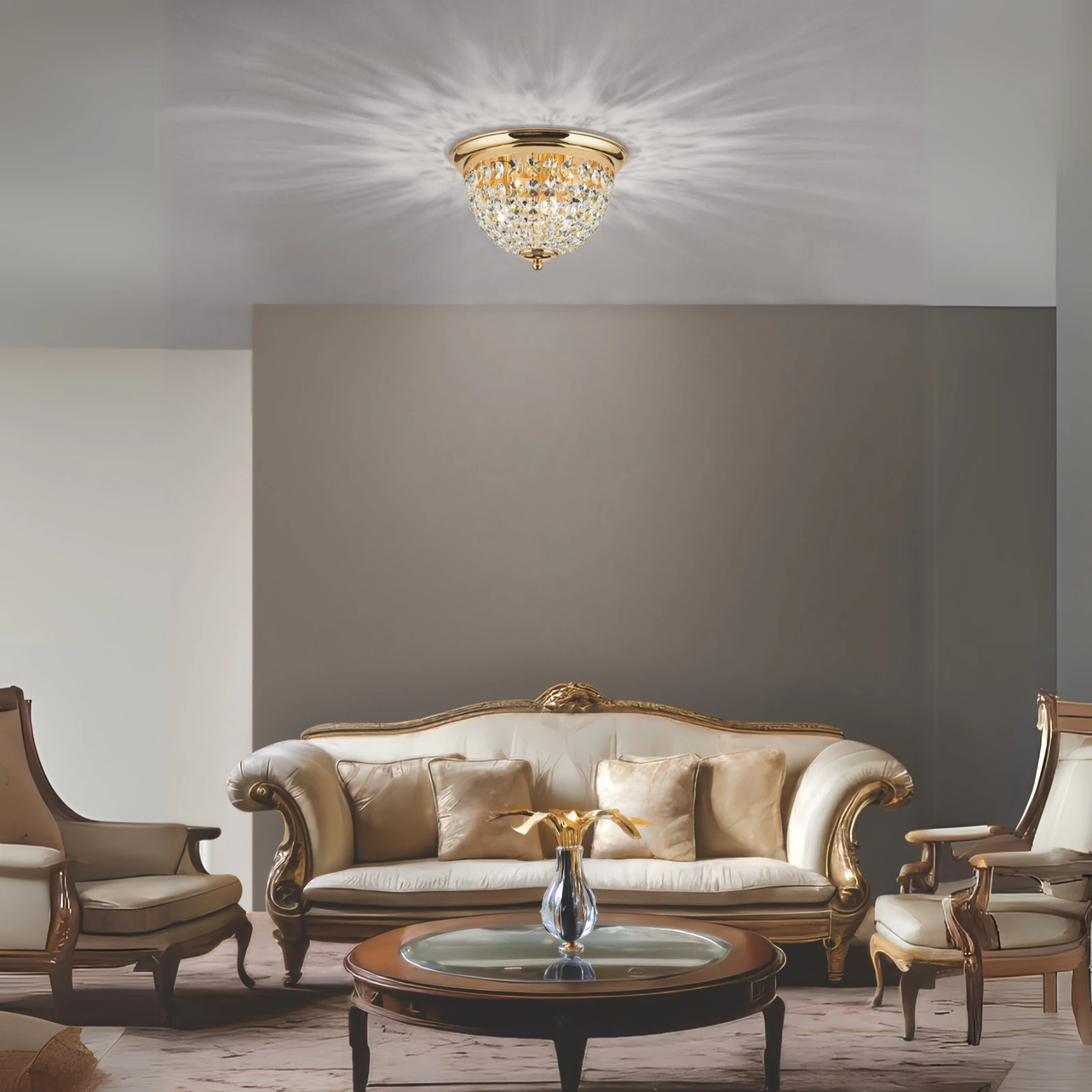 Plafonska lampa PLAFOND, Ø 35 cm, zlato - 10