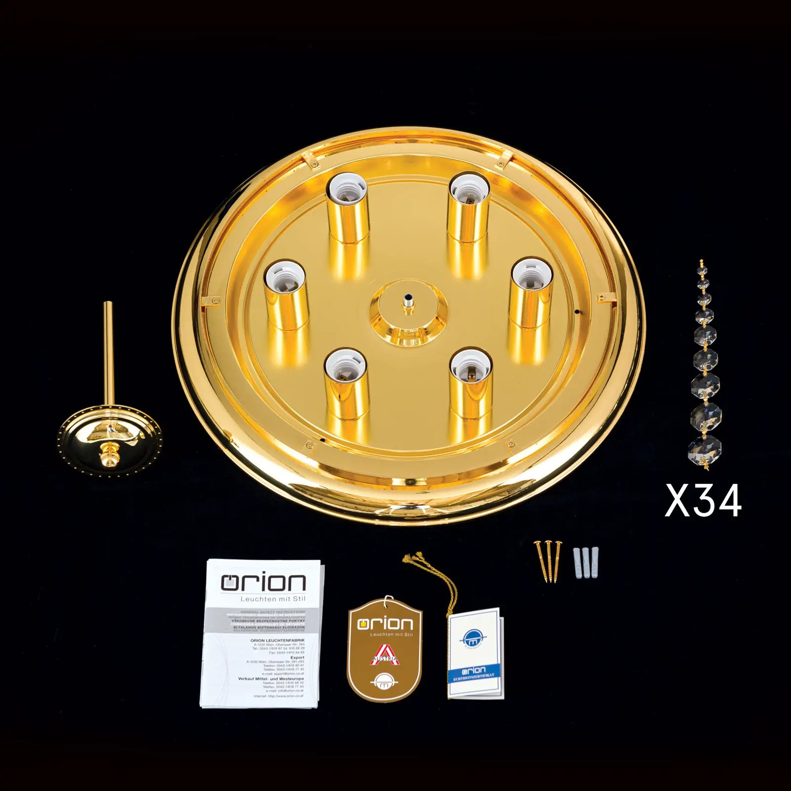 Plafonska lampa PLAFOND, Ø 47 cm, zlato - 8