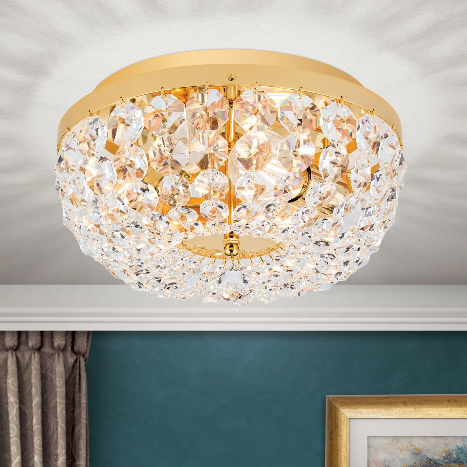 Plafonski luster SHERATON, sa 3 izvora svetla, zlatni, Ø 35 cm - 1