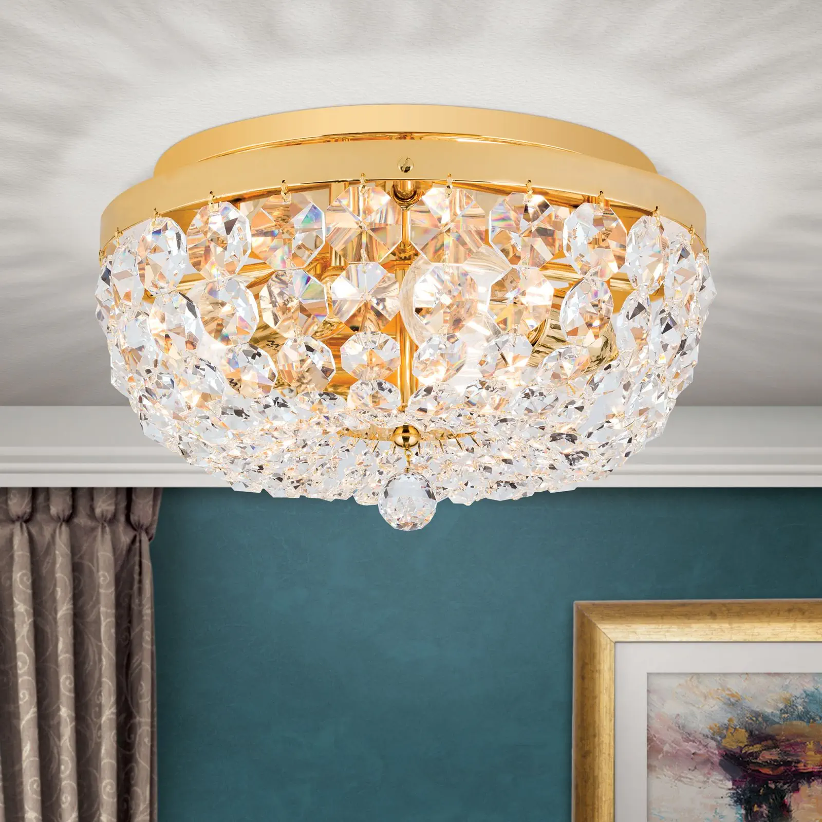 Plafonski luster SHERATON, sa 3 izvora svetla, zlatni, Ø 35 cm - 2