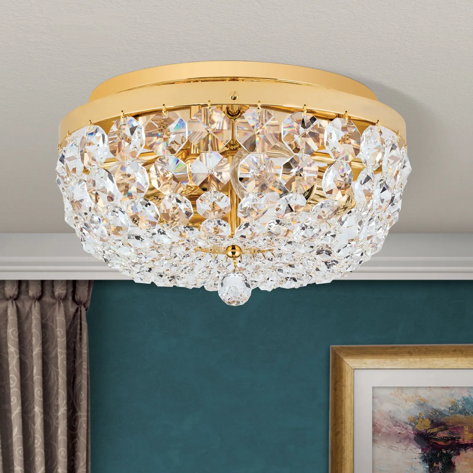 Plafonski luster SHERATON, sa 3 izvora svetla, zlatni, Ø 35 cm - 3