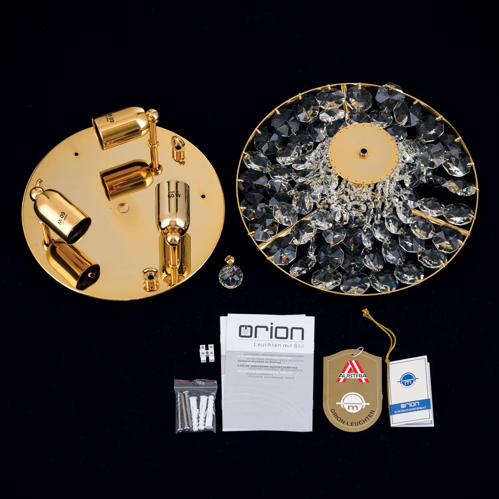 Plafonski luster SHERATON, sa 3 izvora svetla, zlatni, Ø 35 cm - 8