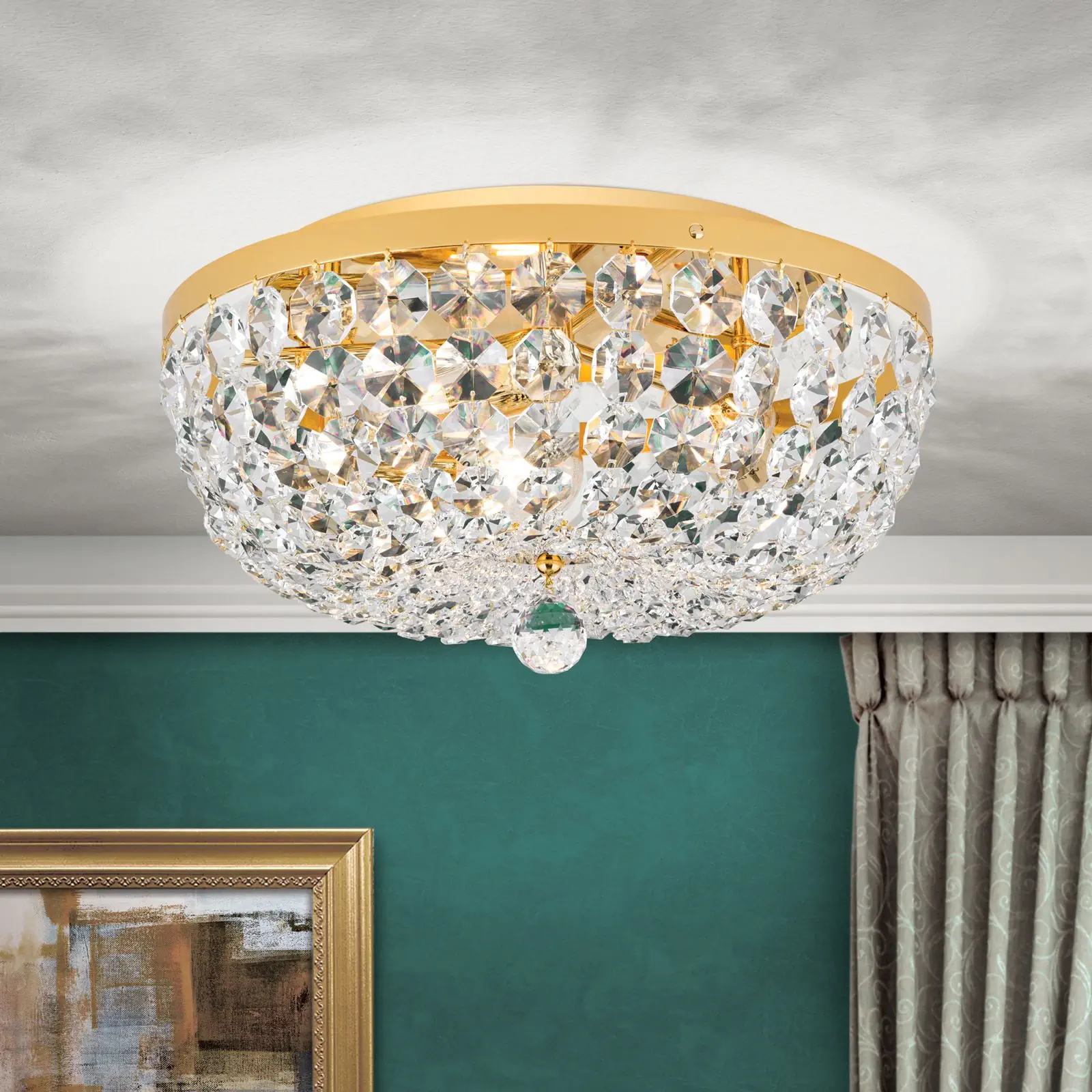 Plafonski luster SHERATON, sa 3 izvora svetla, zlatni, Ø 45 cm - 1