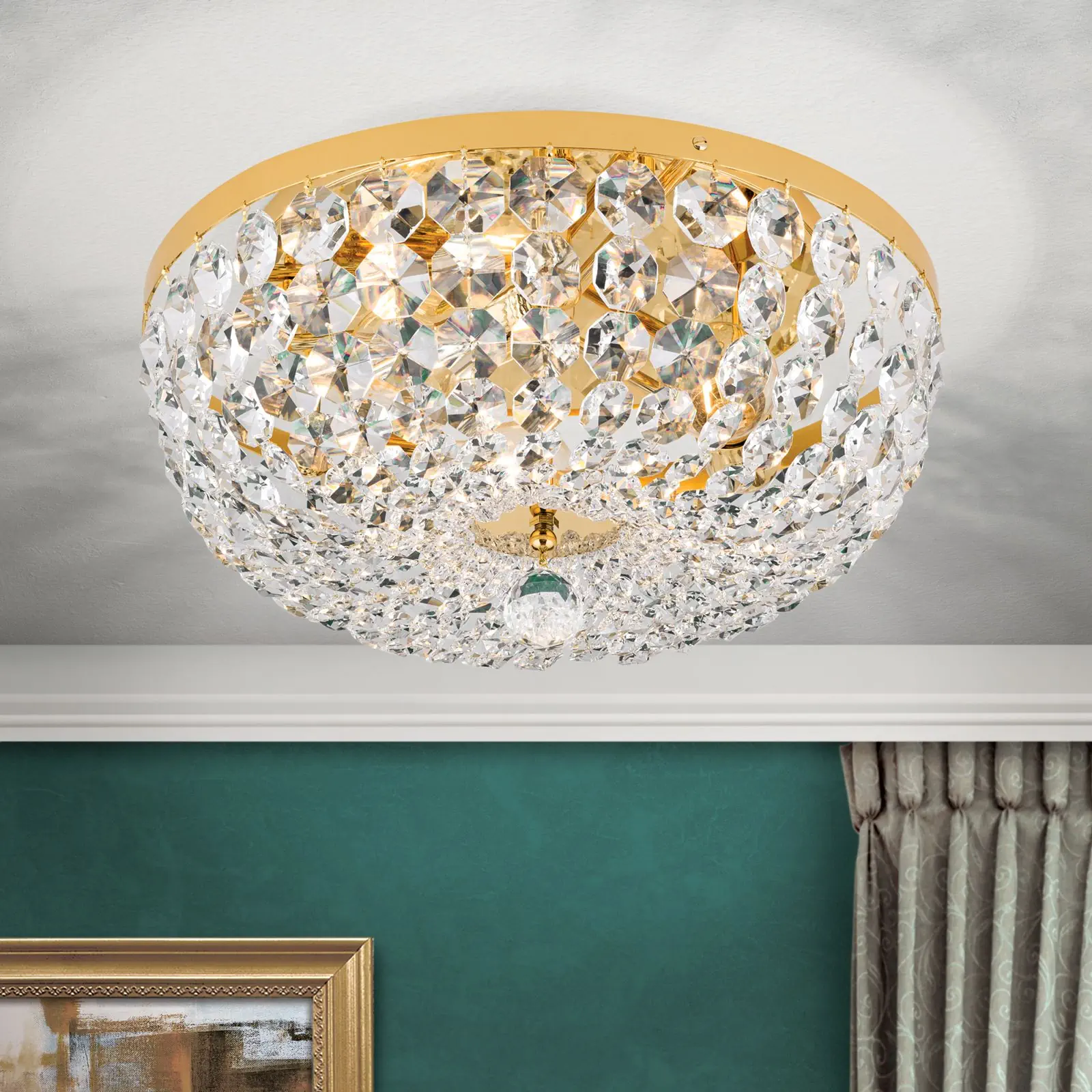 Plafonski luster SHERATON, sa 3 izvora svetla, zlatni, Ø 45 cm - 2