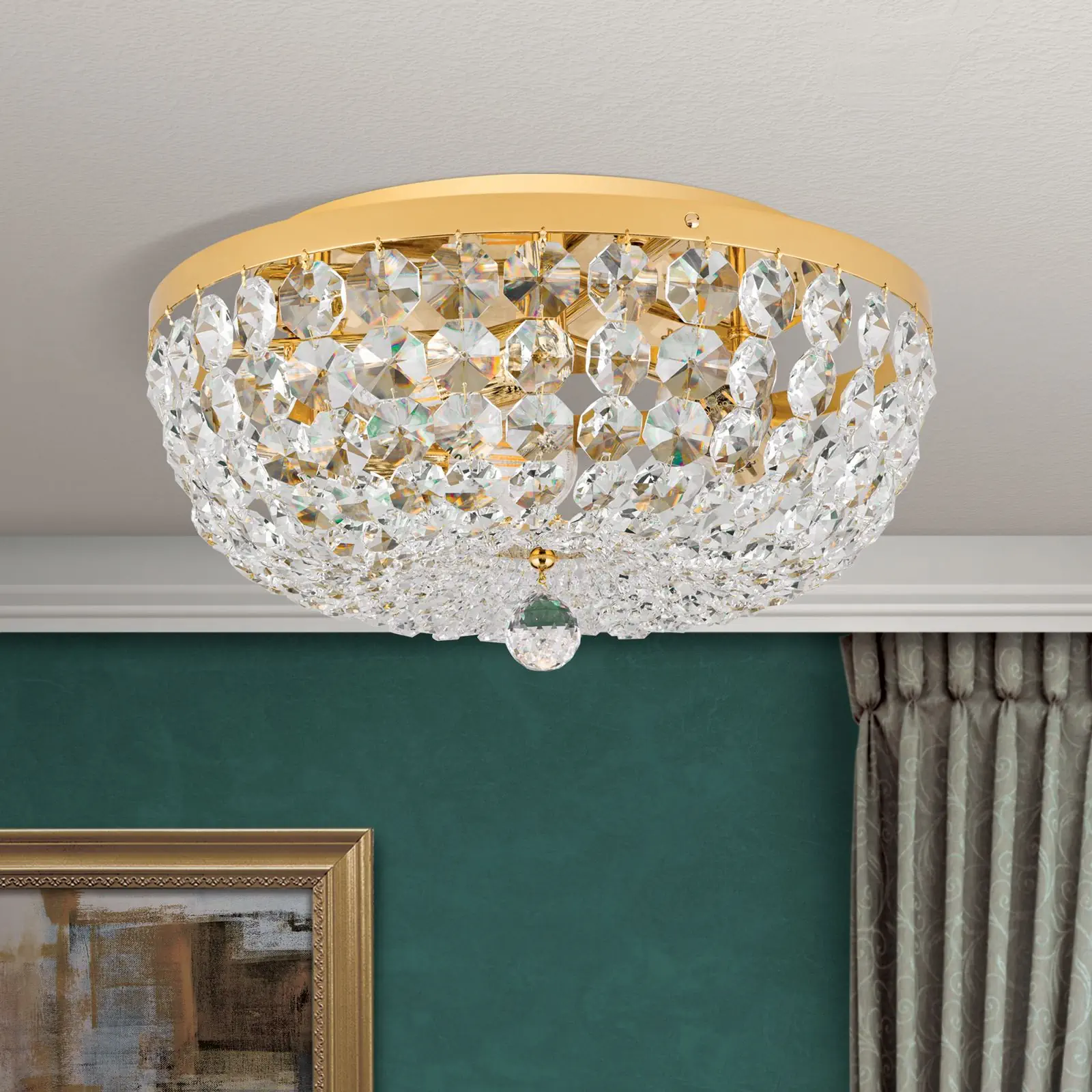 Plafonski luster SHERATON, sa 3 izvora svetla, zlatni, Ø 45 cm - 3