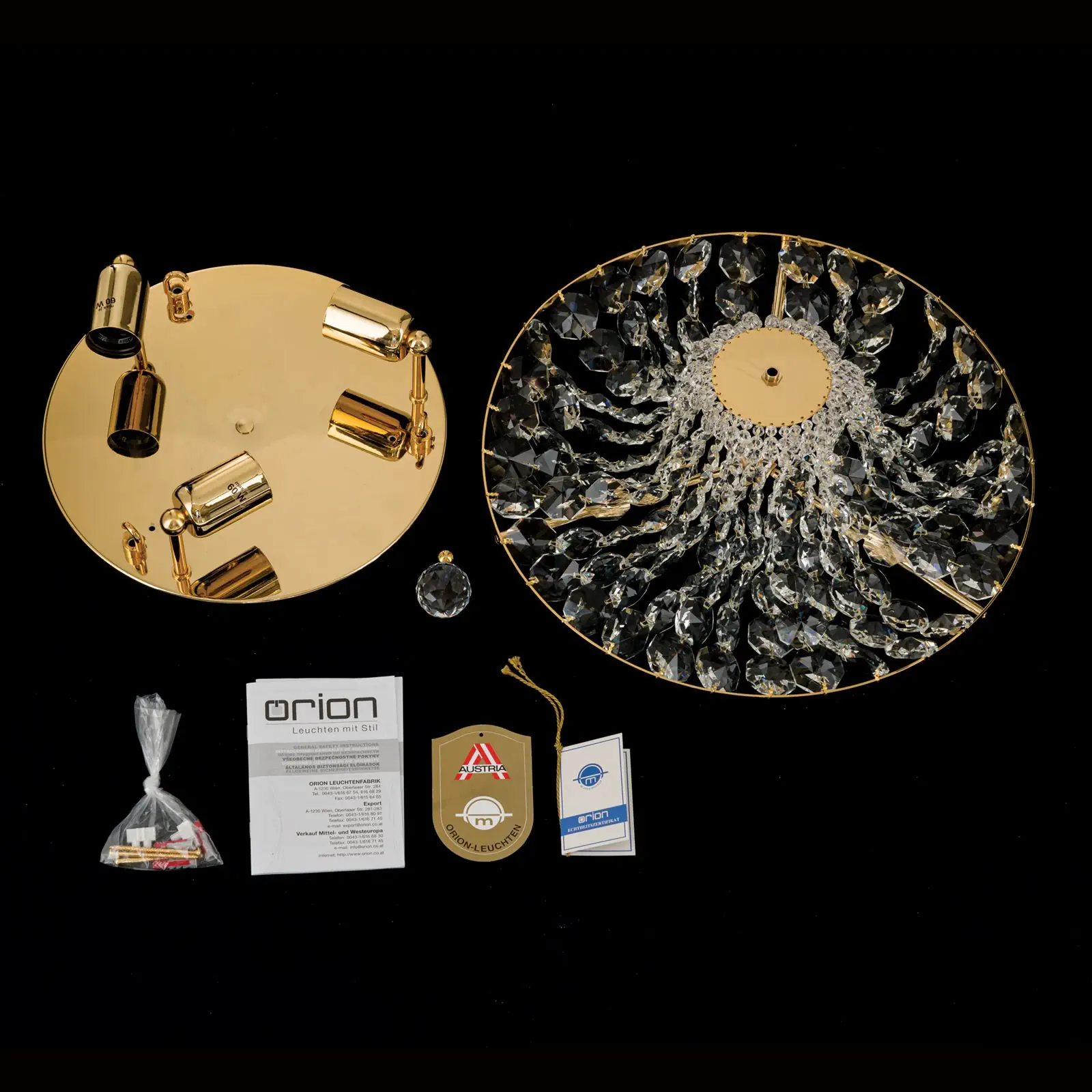 Plafonski luster SHERATON, sa 3 izvora svetla, zlatni, Ø 45 cm - 8