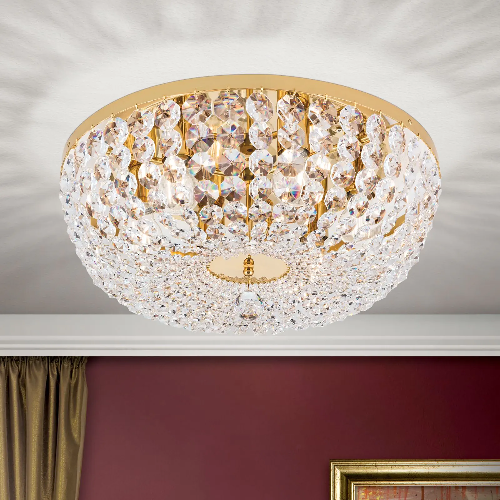 Plafonski luster SHERATON, sa 6 izvora svetla, zlatni, Ø 55 cm - 2