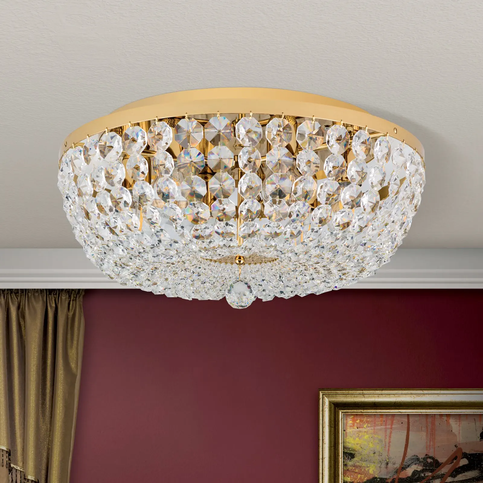 Plafonski luster SHERATON, sa 6 izvora svetla, zlatni, Ø 55 cm - 3