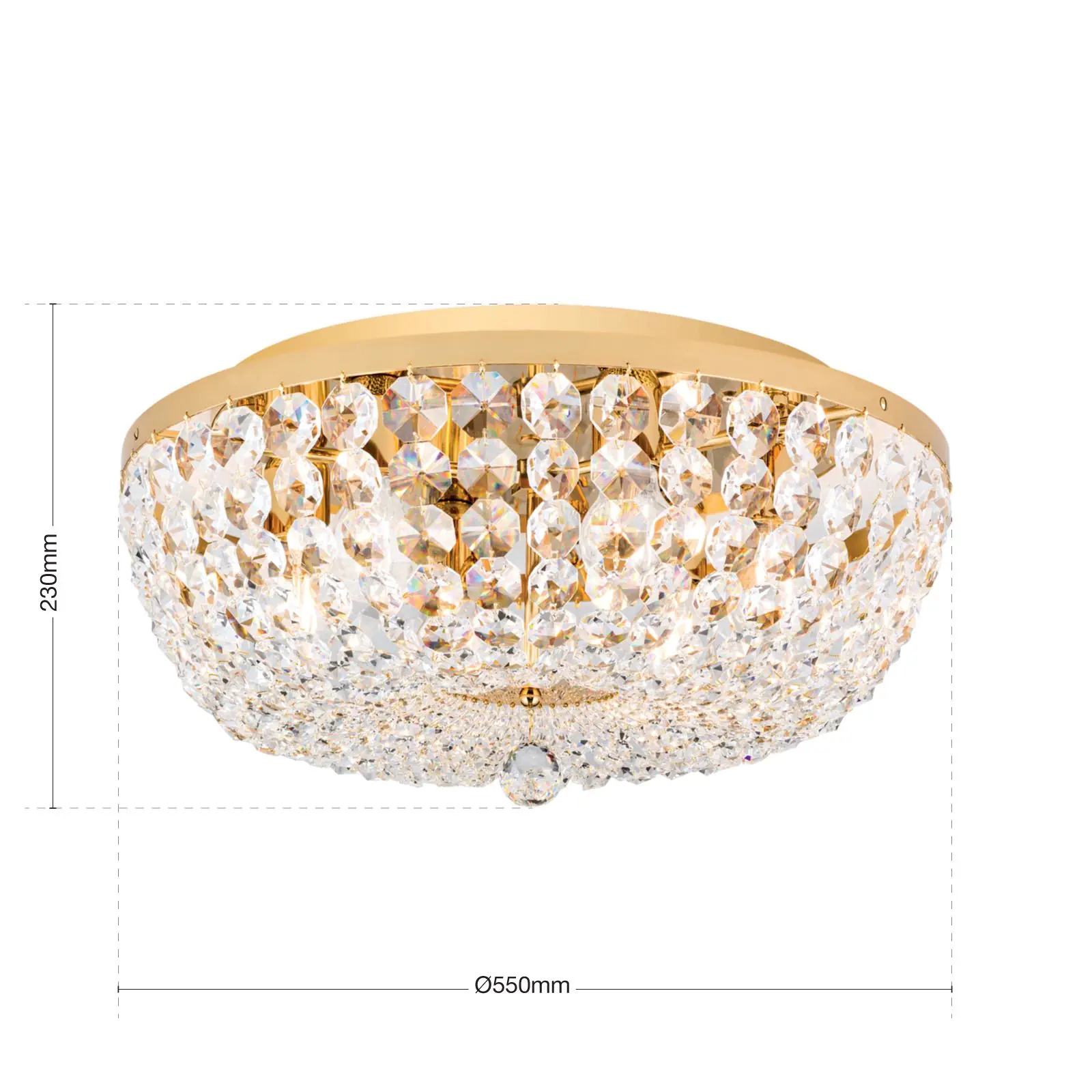 Plafonski luster SHERATON, sa 6 izvora svetla, zlatni, Ø 55 cm - 7