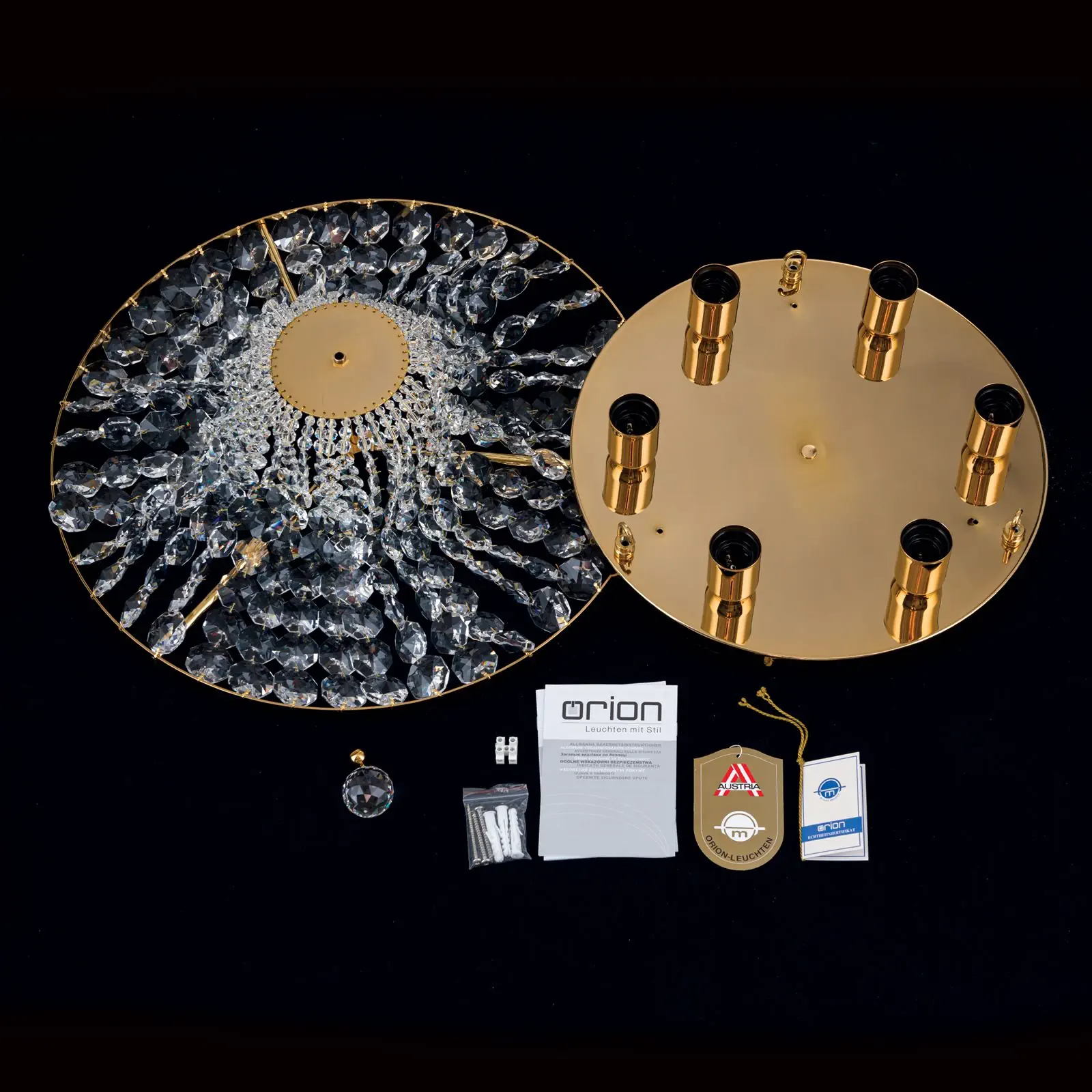 Plafonski luster SHERATON, sa 6 izvora svetla, zlatni, Ø 55 cm - 8