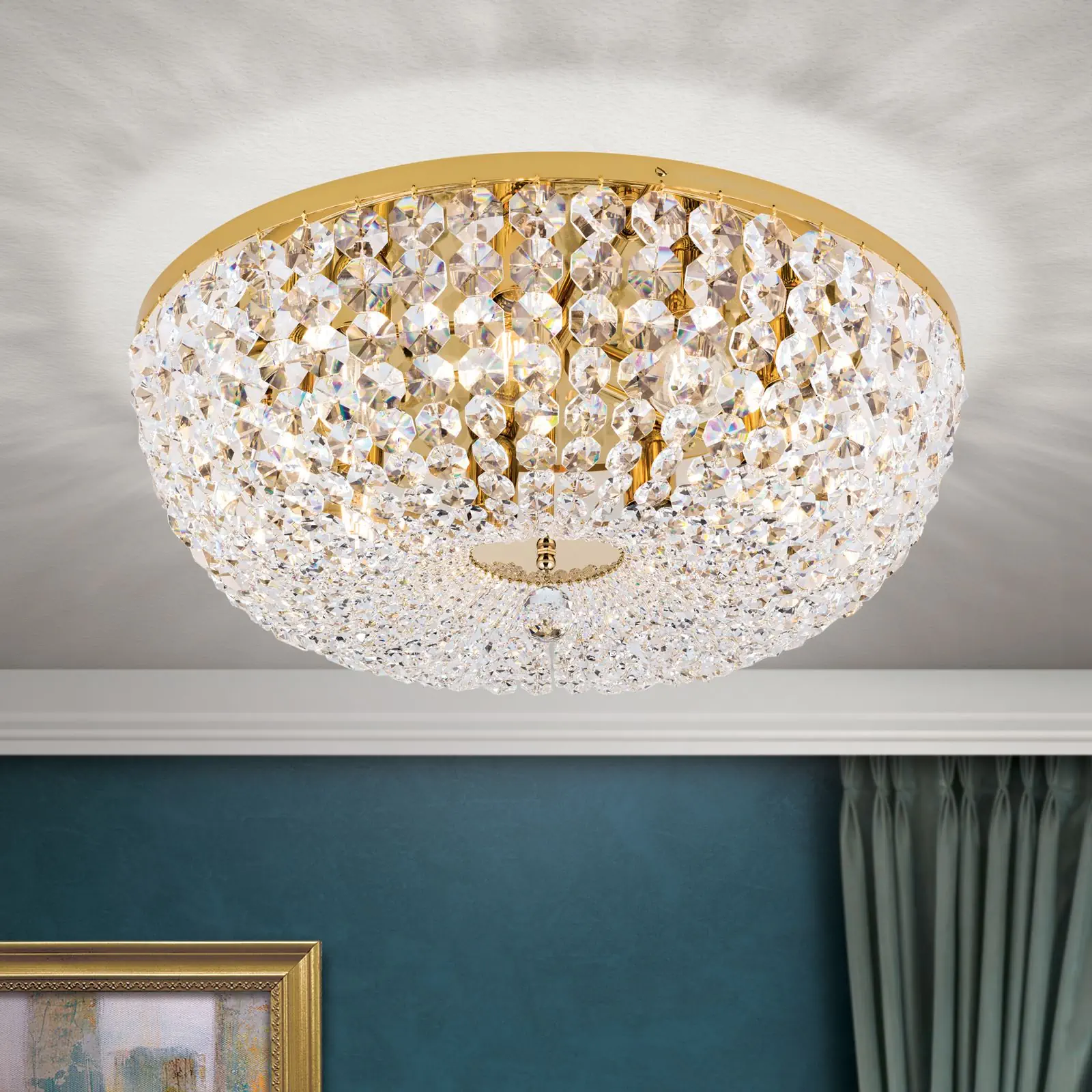 Plafonski luster SHERATON, sa 9 izvora svetla, zlatni, Ø 65 cm - 1