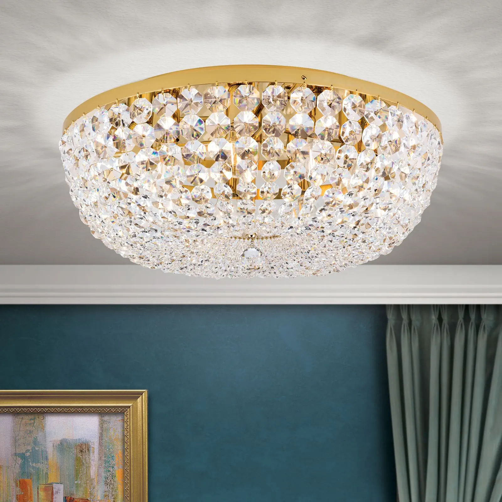 Plafonski luster SHERATON, sa 9 izvora svetla, zlatni, Ø 65 cm - 2